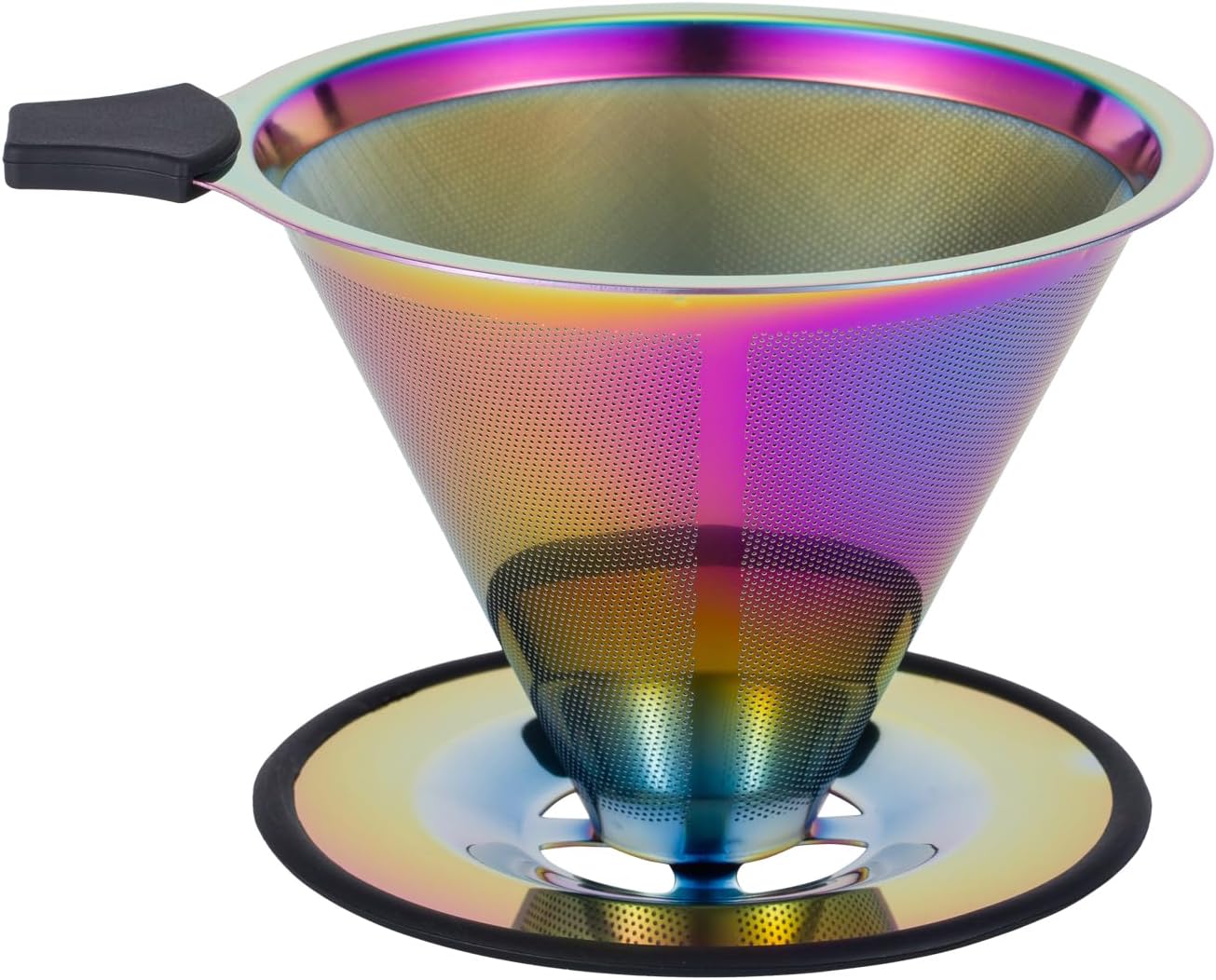 Pour Over Coffee Dripper INSINTAR Reusable Stainless Steel Coffee Filter Paperless Metal Coffee Strainer Single Cup Coffee Maker 1-4 Cup for Camping,Travel,Office and Home(Titanium Iridescent)