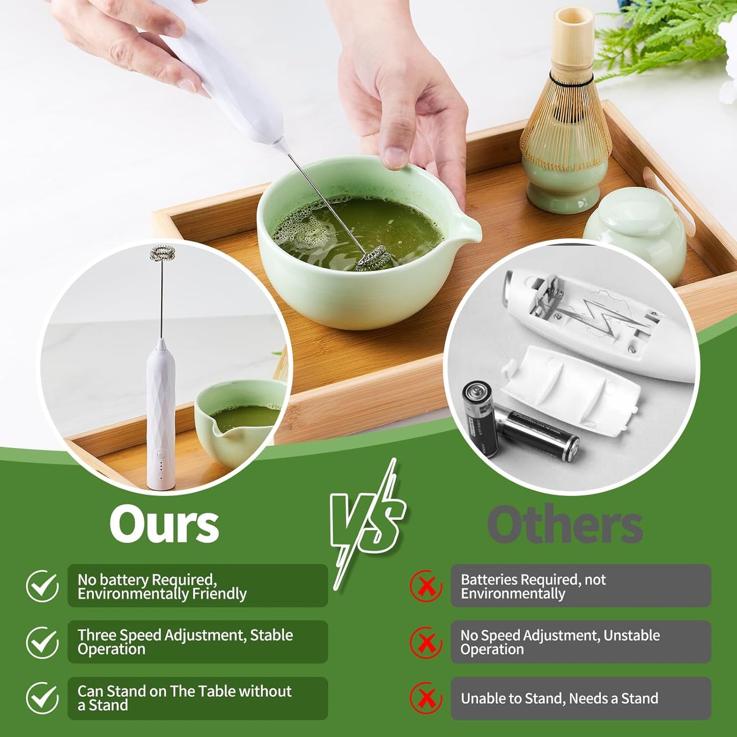 Matcha Whisk Set,9 Pcs Japanese Matcha Set Pink, Matcha Kit with Sifter, Matcha Tea Cloth, Matcha Powder Canister, Electric Rechargeable Frother(Green)