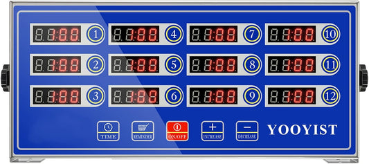 Kitchen Timers for Cooking – 12 Channel Commercial Kitchen Timer Restaurant Kitchen Supplies – Stainless Steel LED Technology Kitchen Timer Digital – Reminder Function, Loud Alarm, Blue