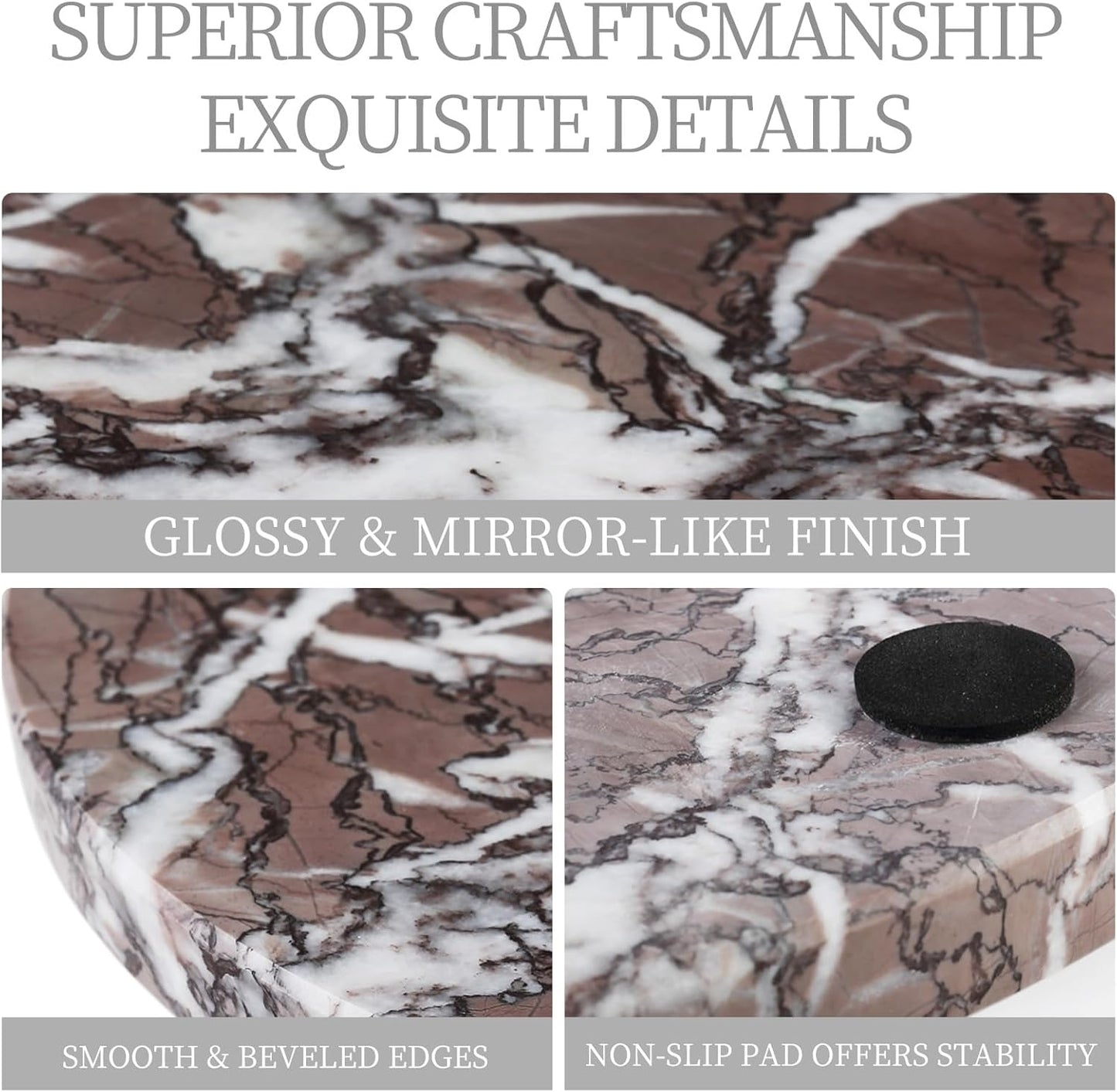 Koville African Marble Cutting Board for Kitchen, 11" Round Hand Crafted Marble Slab for Cheese, Charcuterie, Pastry Board - Wedding Gift, House Warming Gift(AFRICAN LILAC)