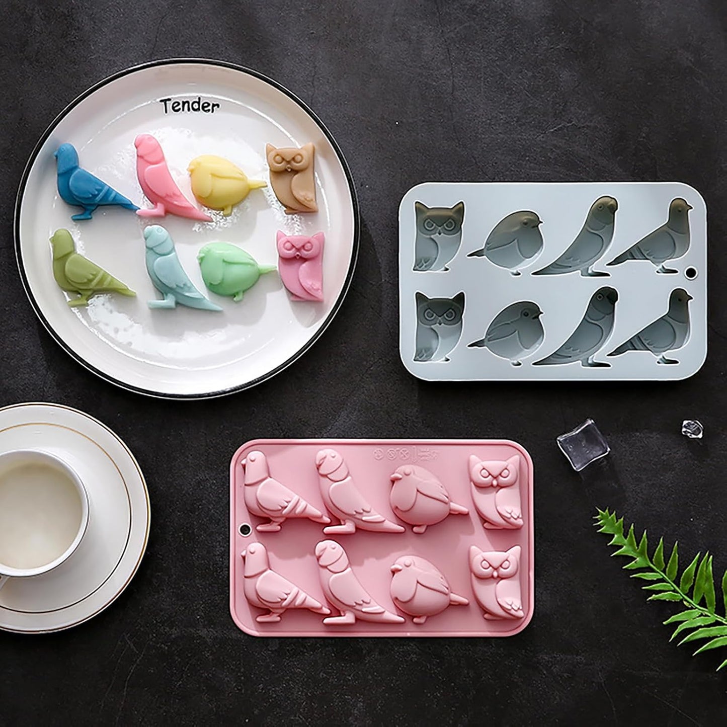 Bird-Themed Chocolate Mold Set - Food-Grade Silicone Baking Molds with Parrot, Owl, Dove & Sparrow, Reusable for Nature Cakes, Baby Showers & Bird Lover Gifts - 2 Pack