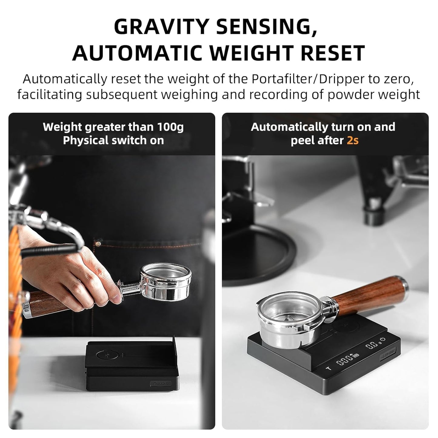 MHW-3BOMBER Mini Coffee Scale with Timer,Rechargeable Espresso Scale with Gravity Sensing,2kg/0.1g Precision Scale for Espresso&Pour-Over Coffee,Portable Digital Kitchen Scale,Black ES6029B-OS