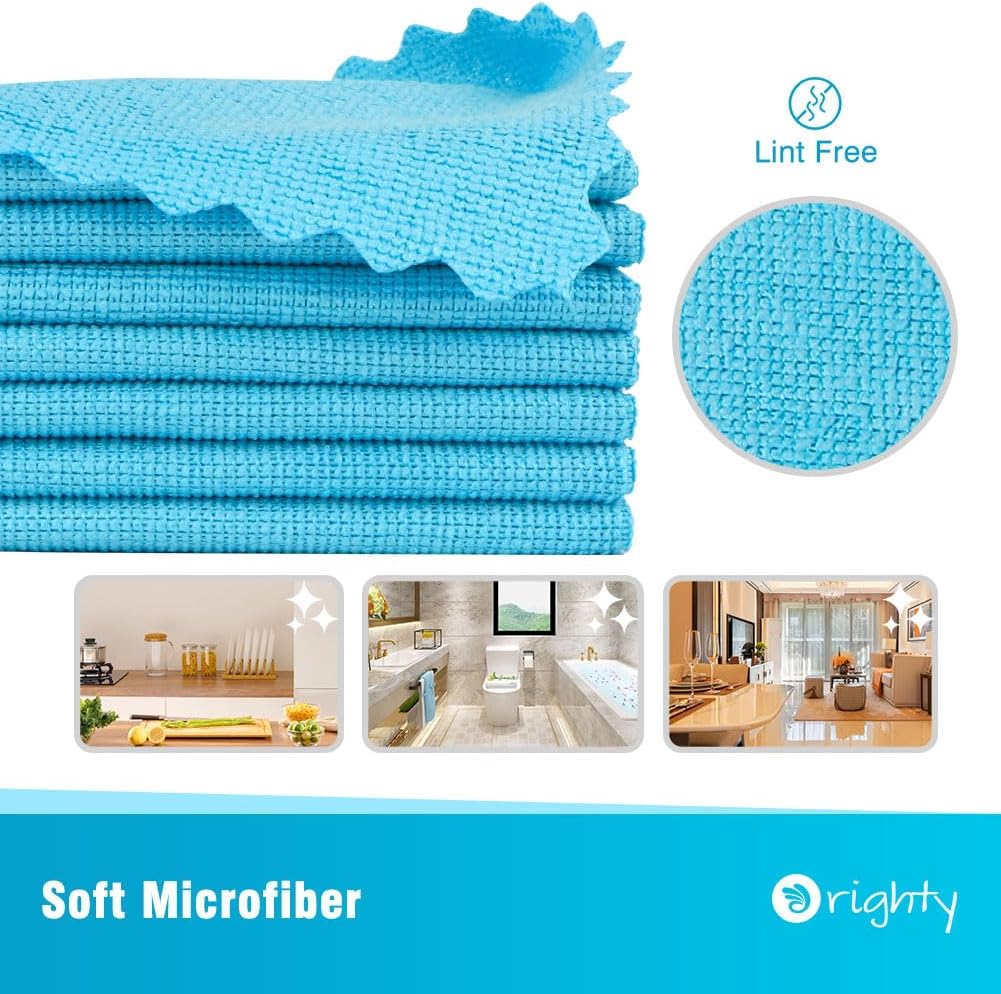 Orighty Cleaning Cloths 12x12 inch, Pack of 24, Highly Absorbent Microfiber Cleaning Supplies, Lint Free Cloths for Multiple-use, Powerful Cleaning Rags for House, Kitchen, Car Care (Blue)