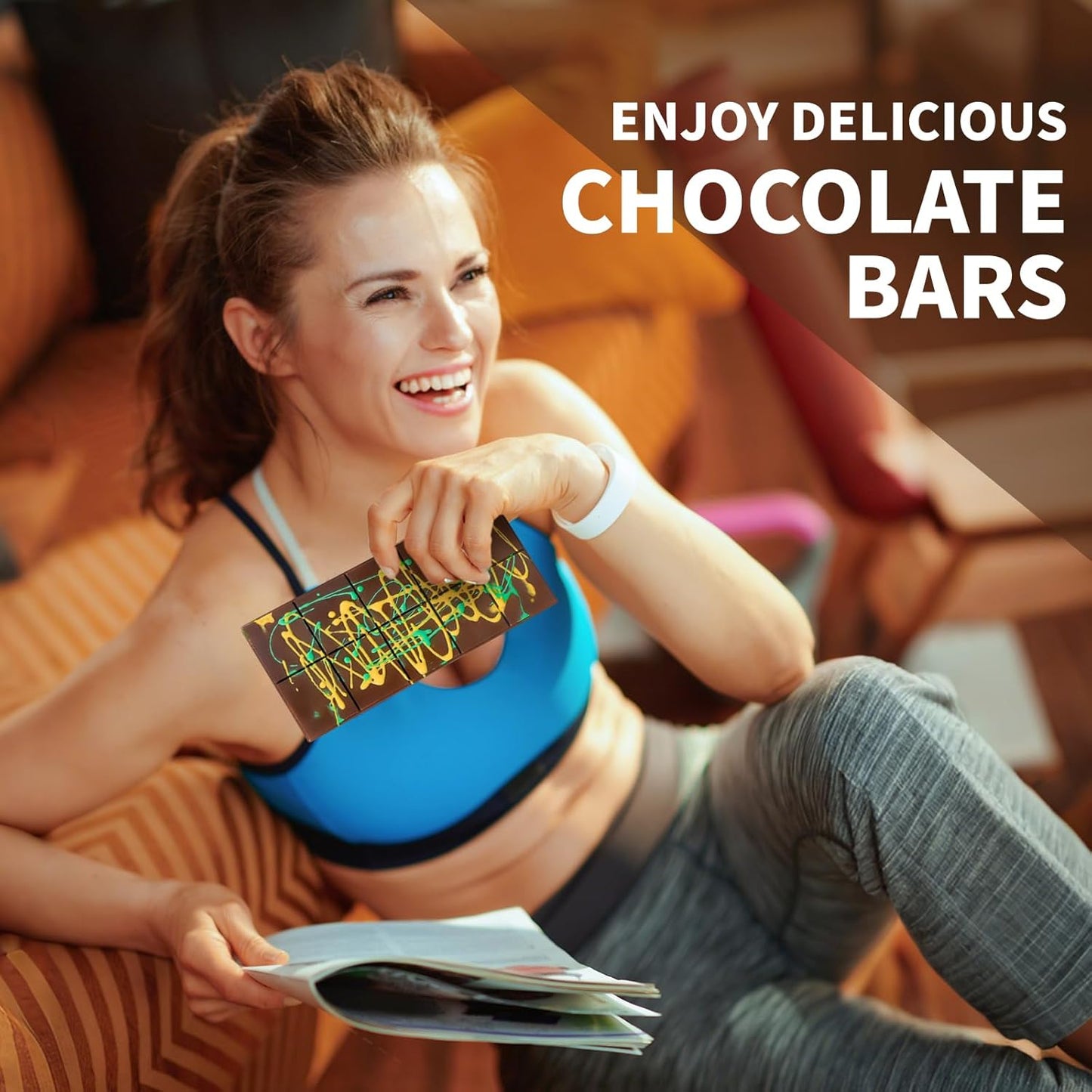 2 Pcs Large Dubai Chocolate Bar Molds, 0.8 Inch Deep Silicone Stuffed Chocolate Bar Molds, Big and Thick Candy Bar Moulds for Filling Homemade Knafeh Pistachio Bars