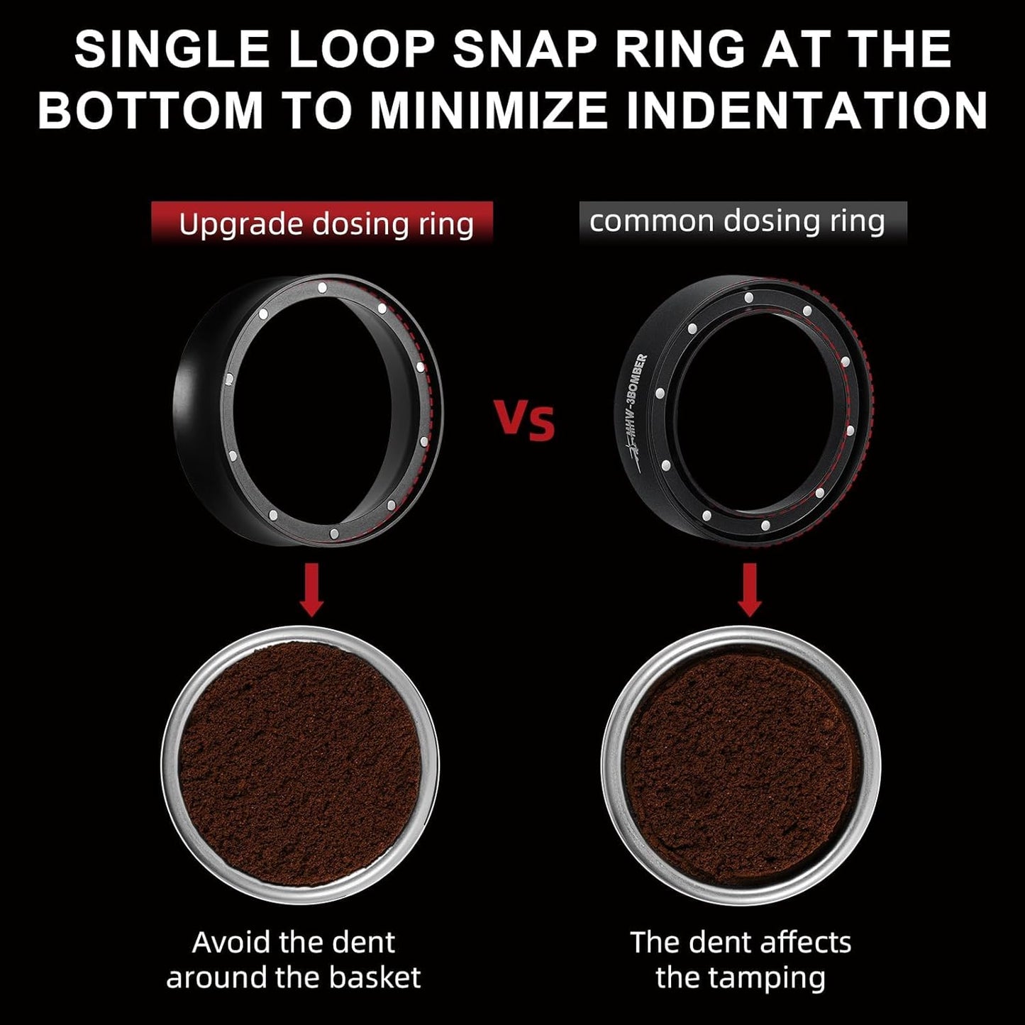 MHW-3BOMBER 51mm Espresso Dosing Funnel Magnetic Coffee Dosing Ring Portafilter Funnel Barista Tools Compatible with 51mm Delonghi Decica Portafilter DR5548B-OS