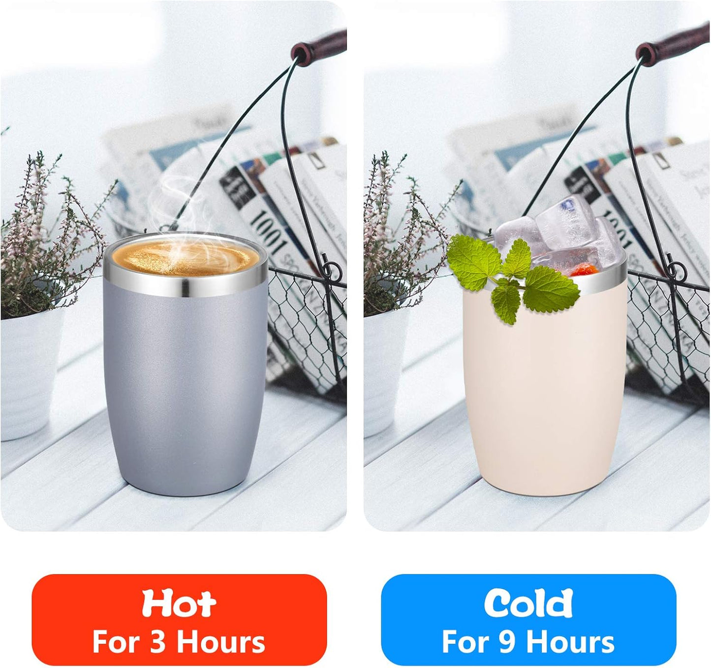 VEGOND Stainless Steel 12 oz Tumblers bulk Vacuum Insulated Double Wall Travel Tumbler with Lid and Straw Reusable Tumbler,Grey 12 pack