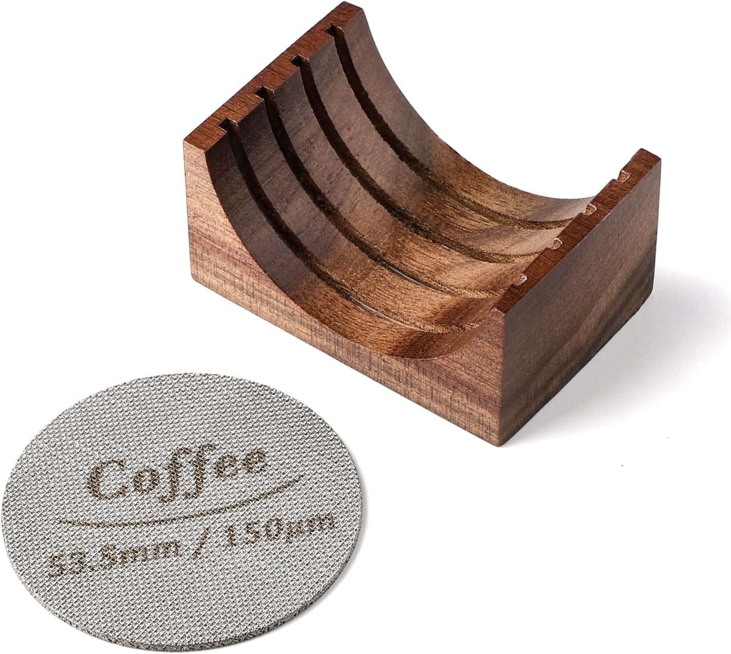Espresso Puck Screen 53.5/58.5mm Stainless Steel Coffee Filter 150μm with Stand Filter Screen for 58mm Portafilter Filter Basket