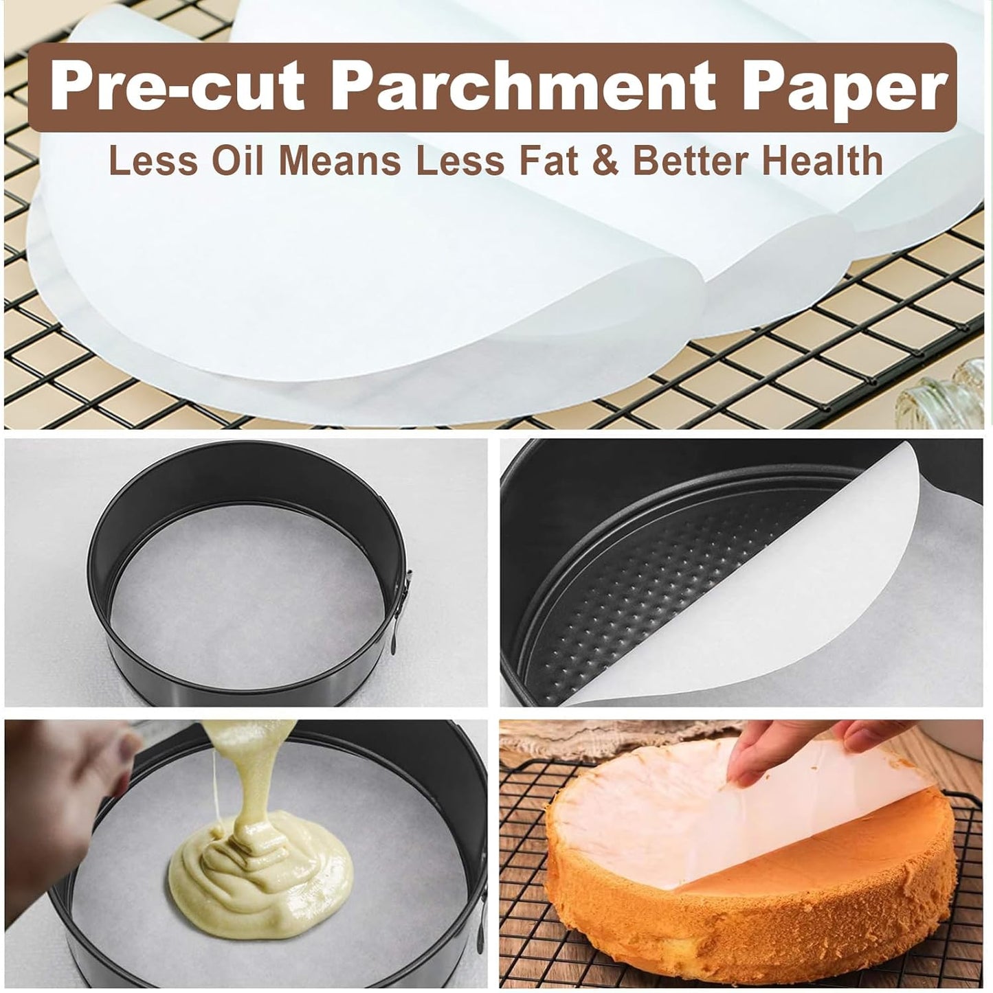 4 7 9 Inch Springform Pan Set of 3, Leakproof Cheesecake Pan with Protector, Nonstick Spring Form Pans for Cheesecake, Round Cake Pans Sets for Baking with Removable Bottom and 50Pcs Parchment Paper