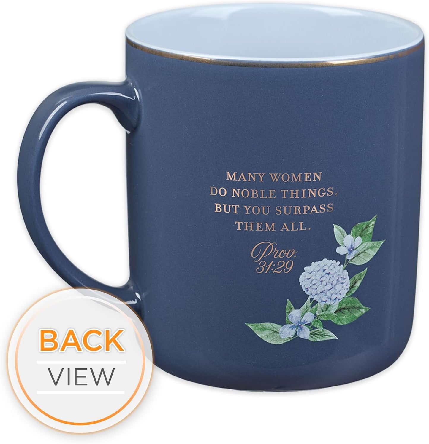 Christian Art Gifts Large Ceramic Inspirational Coffee & Tea Scripture Mug for Mothers: I Love that You're My Mom, Proverb Bible Verse, Cute Novelty Golden Beverage Cup, Purple & Blue Floral, 14 oz.