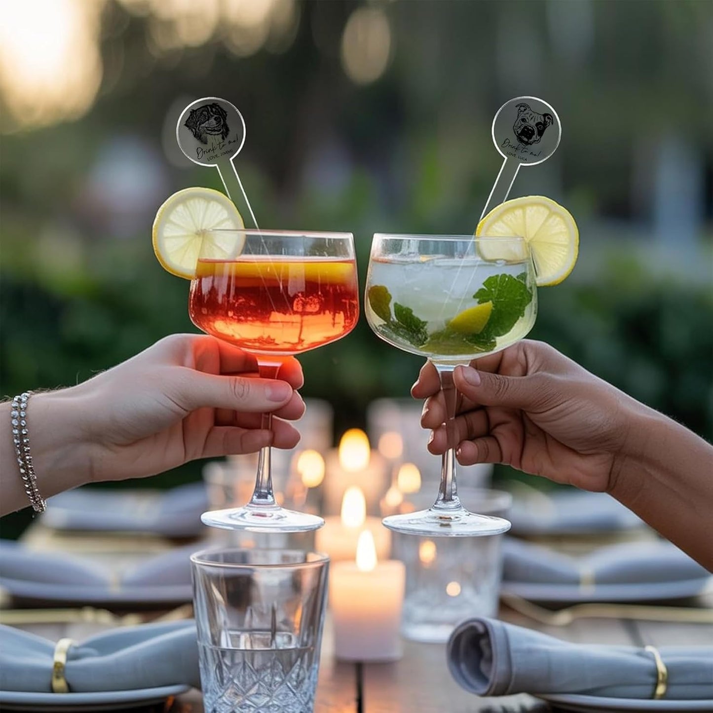 Custom Wedding Dog Stir Sticks, Personalized Pet Acrylic Cocktail Stirrers, Unique Wedding Drink Sticks, Reusable Acrylic Stirrers, Wedding Favors and Decorations Style 1