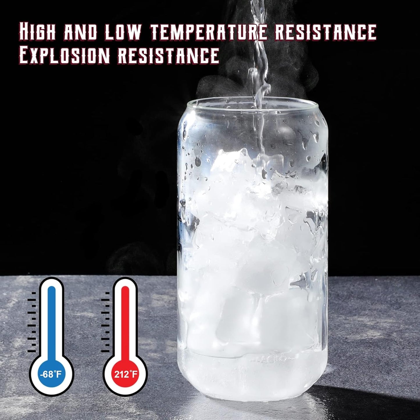 NETANY [ 8pcs Set ] Drinking Glasses with Glass Straw - 16oz Glass Cups, Beer Glasses, Iced Coffee Glasses, Cute Tumbler Cup, Ideal for Whiskey, Soda, Tea, Water, Gift - 2 Cleaning Brushes