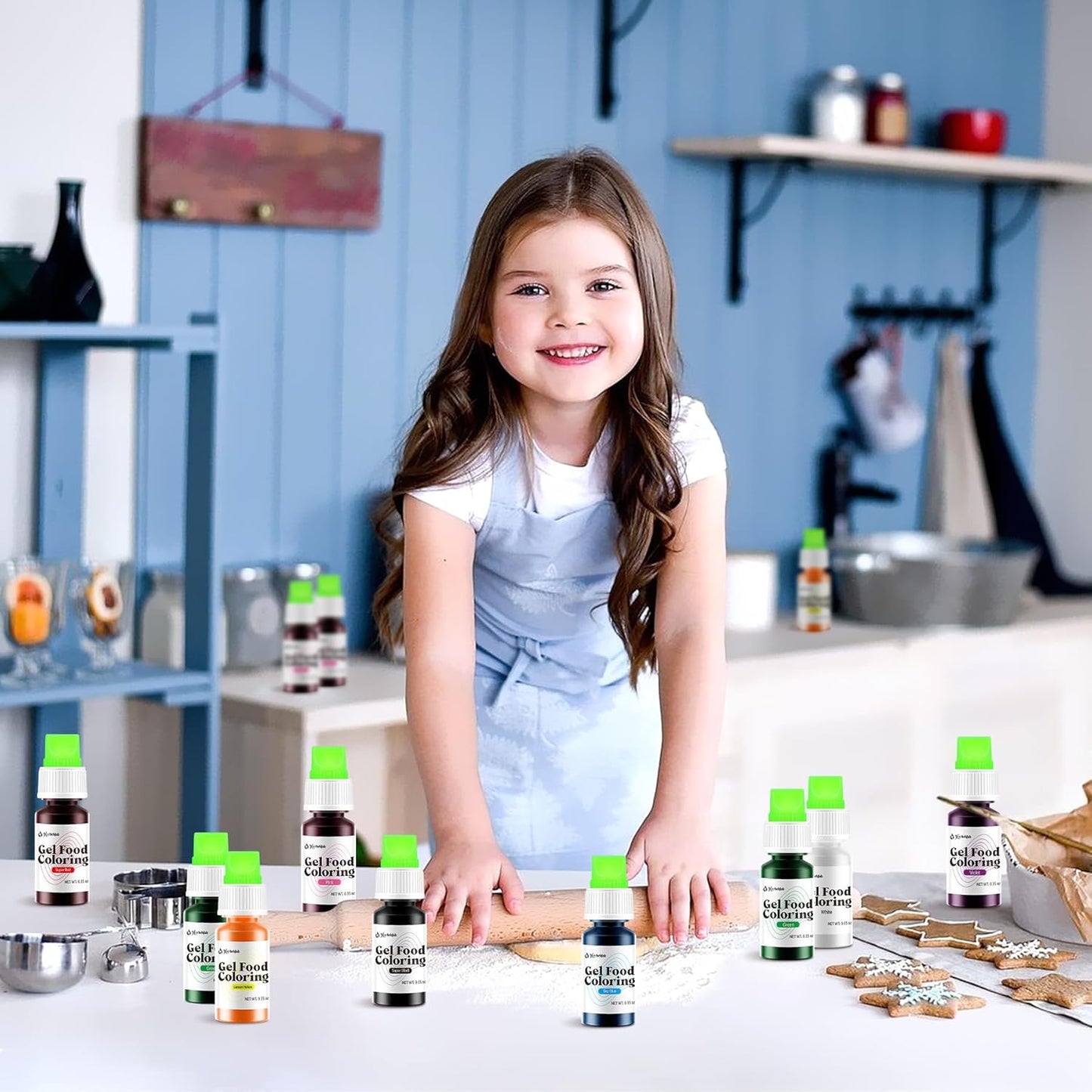 Gel Food Coloring 8 Colors x 0.35 oz Concentrated Gel Based Food Dye Vibrant Icing Colors Neon Food Coloring for Baking Cake Decorating Cookies Fondant, 10g / Bottle