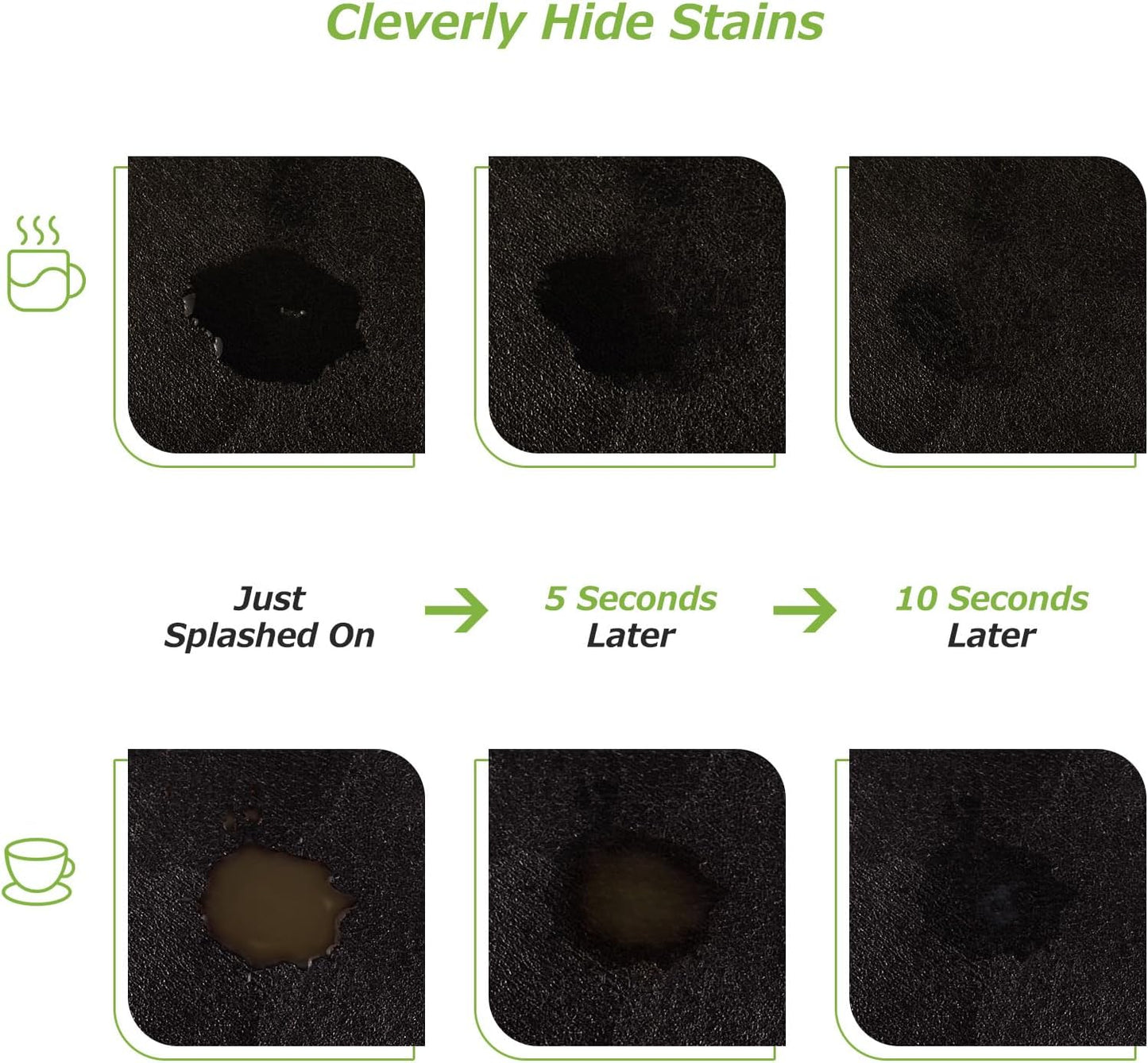 Matace Designer Coffee Bar Mat, Large 16 x 24 Inches, Rubber Backing, Absorbent Coffee Maker Mats for Dish Drying, Kitchen Countertop, Heat Resistant, Solid Black