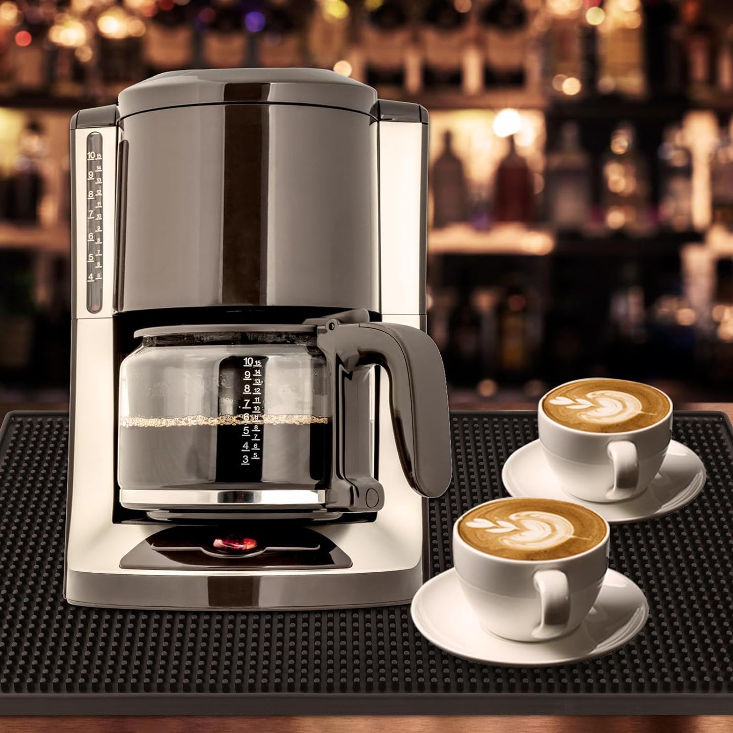 Extra Large (28 inch by 16 inch) Thick Rubber Service Bar Mat for Home Kitchen Counter Mat, Bartender Bar Mat, Dish Drying Mat, 2 Packs Black