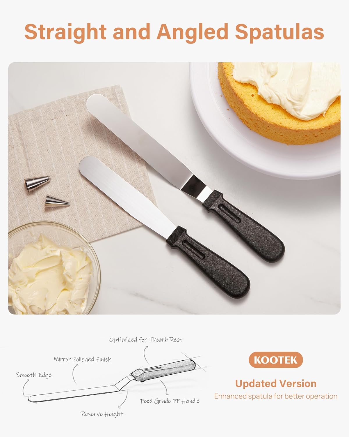 Kootek 96PCs Cake Decorating Kits, Baking Supplies Tools with Cake Stand Turntable, Piping Bags and Tips, Cake Leveler, Frosting Icing Spatulas & More Accessories for Cake Cupcake Decorations