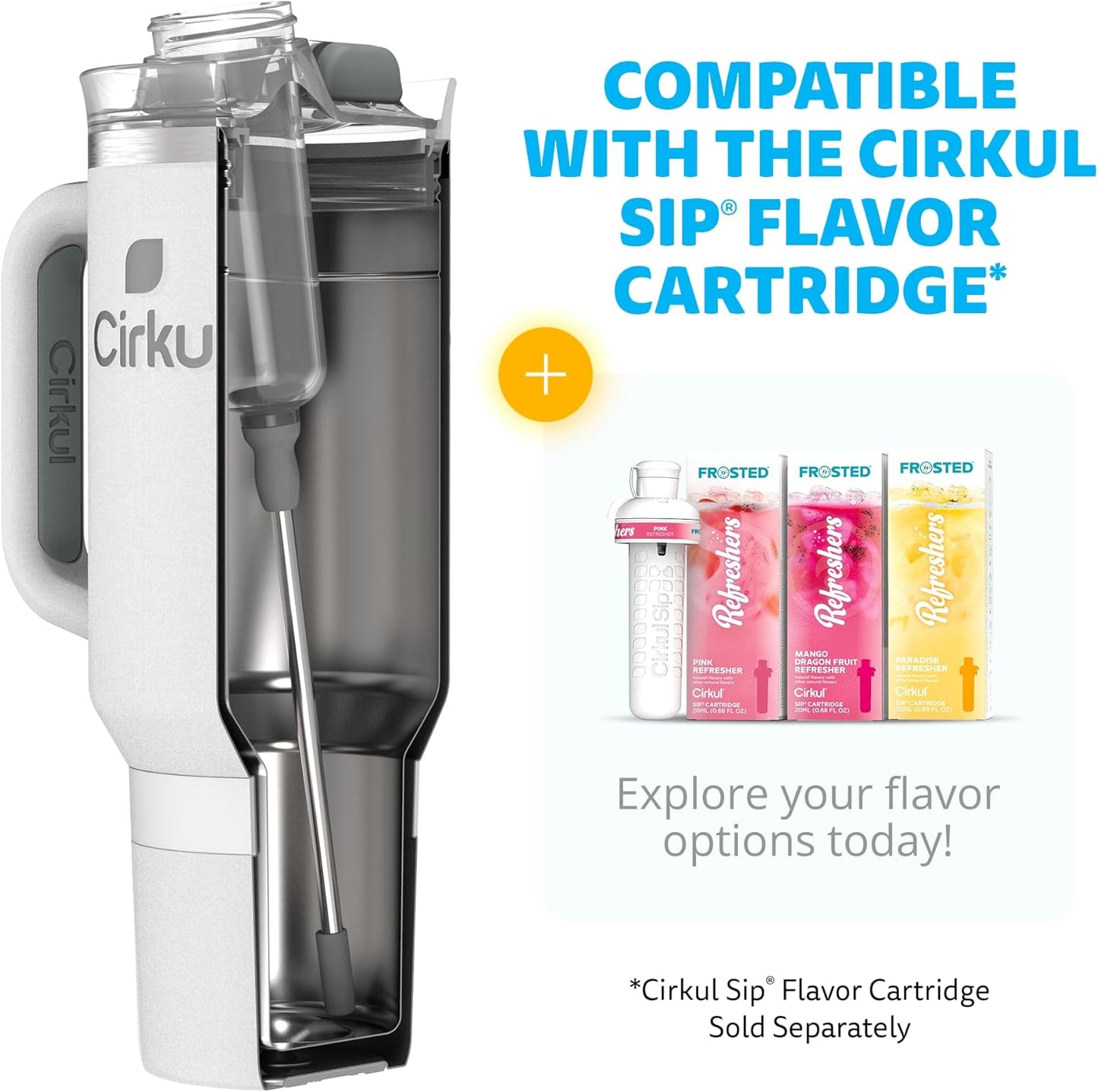 Cirkul 40oz. Fog Stainless Steel Tumbler with Handle, All-Day StrawSip™, Double-Wall Insulated