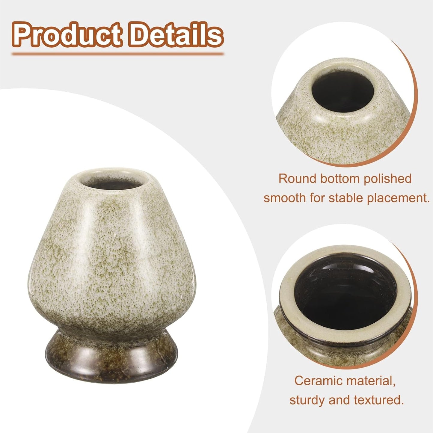 HARFINGTON Ceramic Chasen Stand 70mm Matcha Whisk Holder Teas Set Whisks Stand Traditional Matcha Tea Chasen Holder Tea Set Accessories for Tea Tasting, Yellow