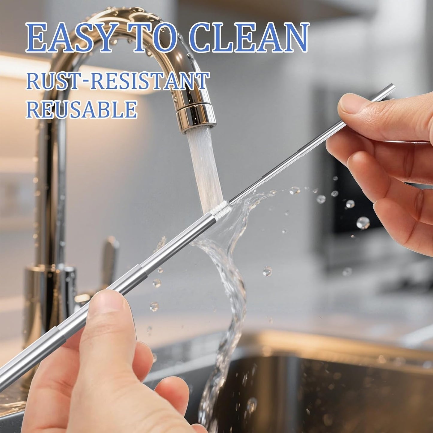 4 Pack Reusable Metal Straws Collapsible Stainless Steel Drinking Straw Travel Portable Telescopic Straw with Case for Cruise Ship Essentials Black-Silver-Rose Gold-Blue