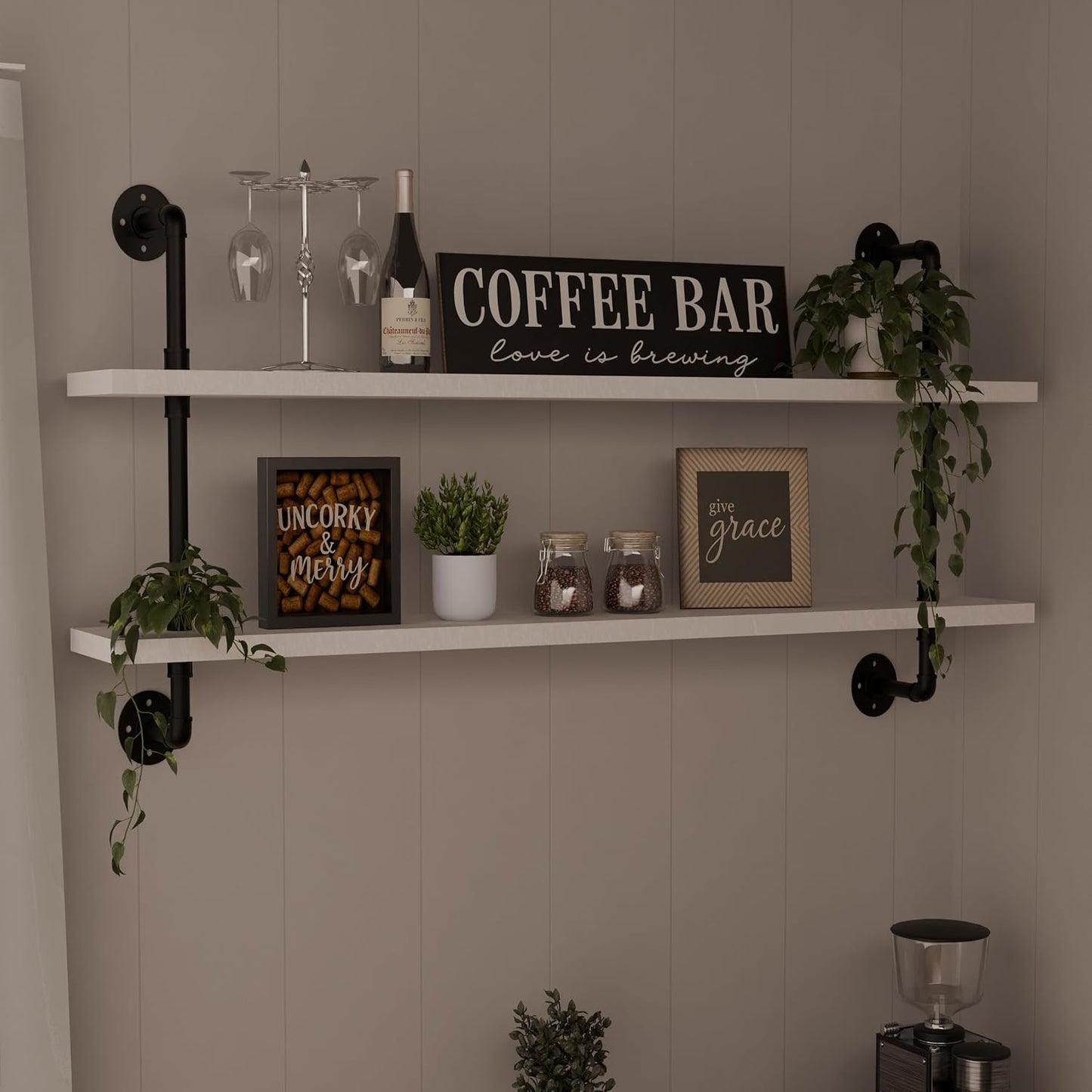 Floating Bookshelf Bathroom Shelves Over Toilet Industrial Pipe Shelving Pipe Shelves Rustic White Wall Shelves 36 Inch Farmhouse Book Shelves for Wall Mounted