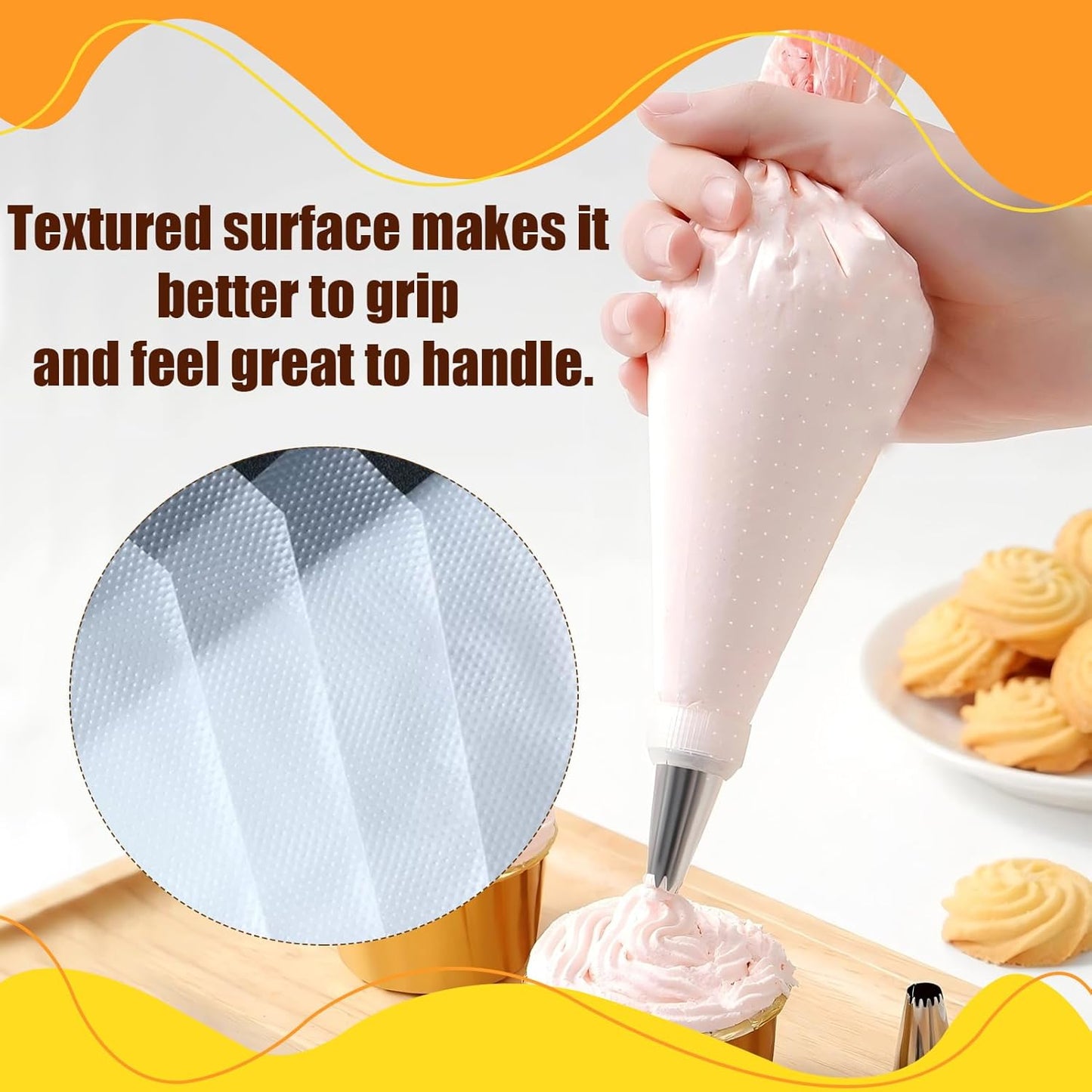 18 Inch Tipless Piping Bags for Royal Icing, 26 Inch Large Piping Bags, Thickened and Non-Slip Piping Icing Bags Disposable