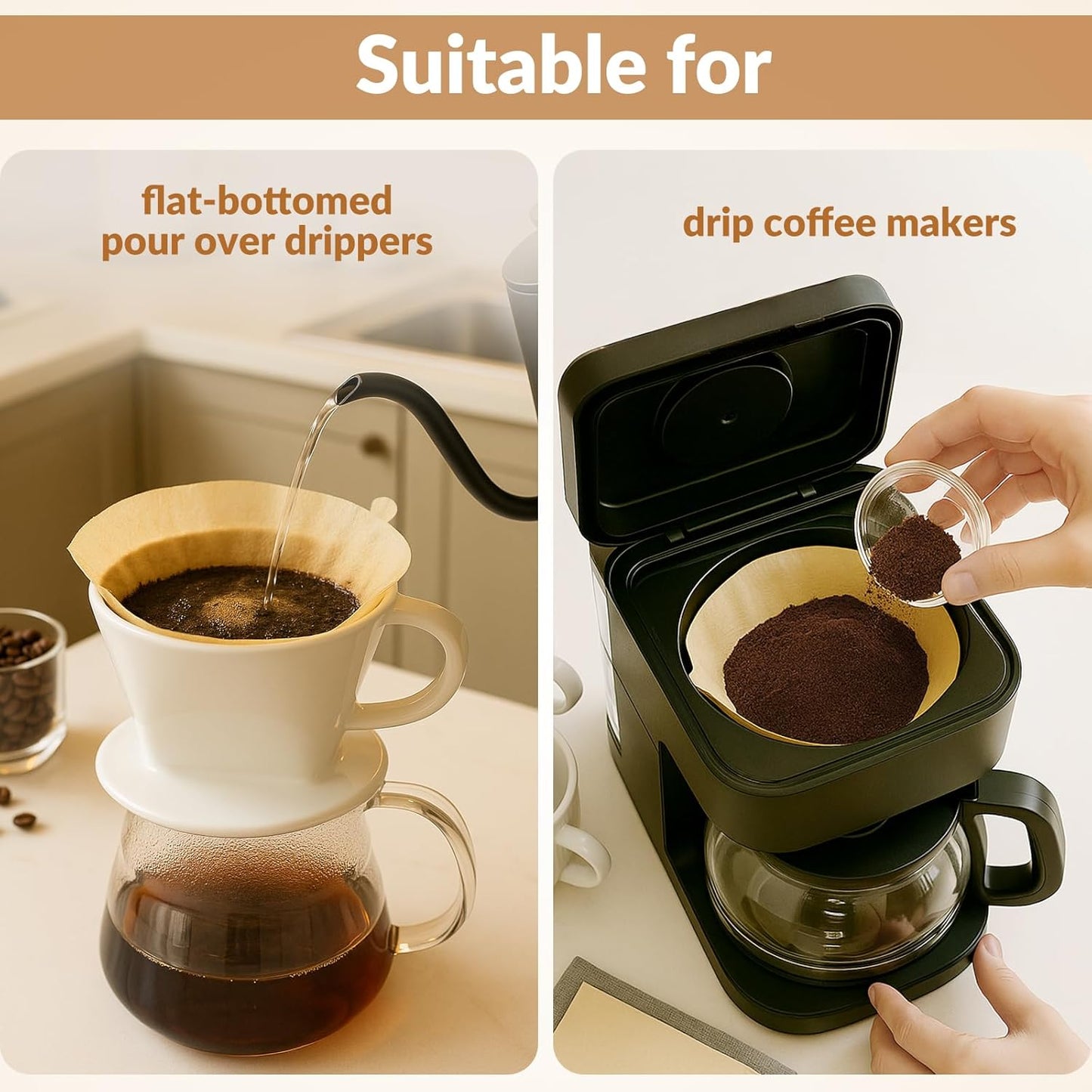 150 Count #4 Coffee Filters, Number 4 Cone Coffee Paper Filters for Pour Over and Drip Coffee Maker, 8-12 Cups (Unbleached Natural)