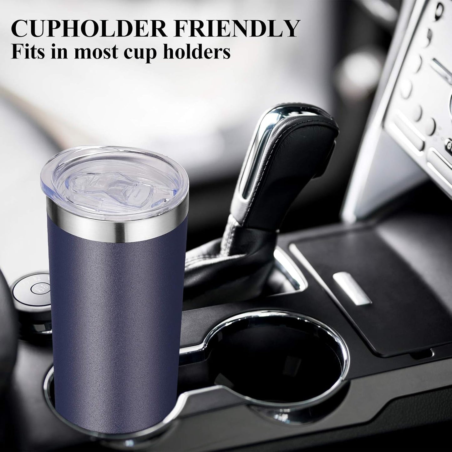 VEGOND Stainless Steel Skinny Tumbler, 20 oz Vacuum Insulated Tumbler with Lid and Straw, Double Wall Coffee Cup, Travel Mug for Cold Hot Drinks, Navy Blue 1 Pack