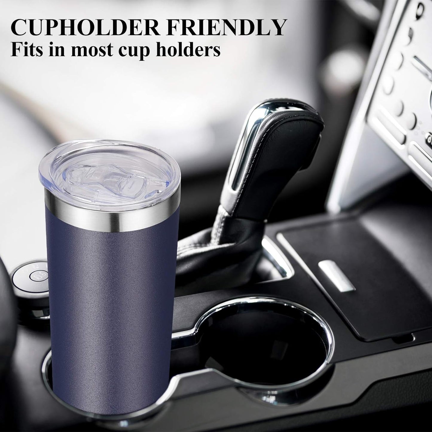 VEGOND Stainless Steel Tumblers Bulk 6 Pack, 20 oz Vacuum Insulated Skinny Tumblers with Lid and Straw, Double Wall Coffee Mug, Travel Water Cup, Navy Blue