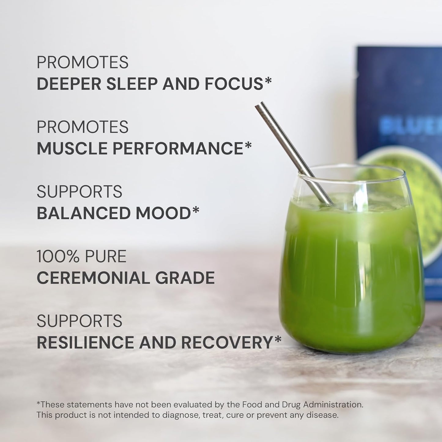 Blueprint Bryan Johnson Matcha Powder – Ceremonial Grade Japanese Matcha – Green Tea for Energy & Focus – Natural Caffeine, Antioxidant-Rich – 30mg L-Theanine- 30 Servings