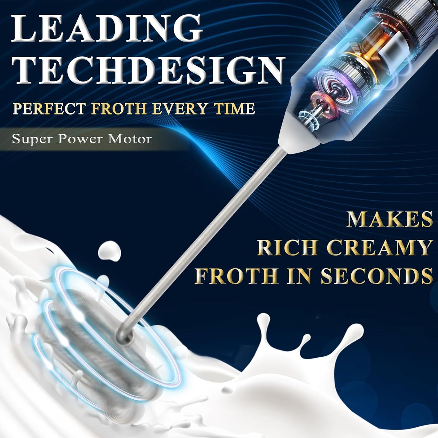 Double Whisk Milk Frother Handheld USB-C Rechargeable Electric Drink Mixer White,3 Speeds Adjustable Coffee Foamer Drink Whisk for Lattes, Matcha, Hot Chocolate, Egg, Matcha