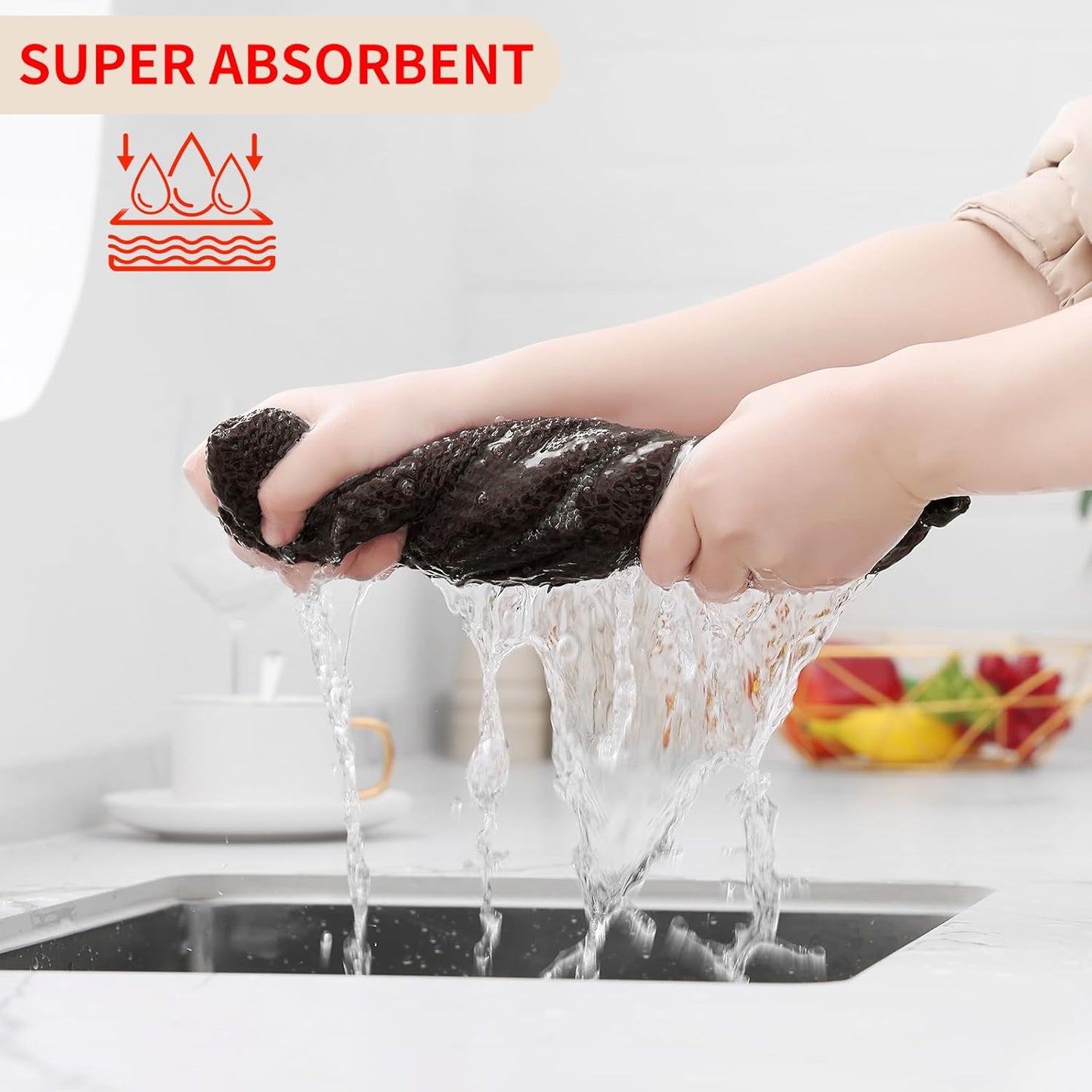 Homaxy 100% Cotton Waffle Weave Kitchen Dish Towels, Ultra Soft Absorbent Quick Drying Cleaning Towel, 13 x 28 Inches, 6-Pack, Dark Brown