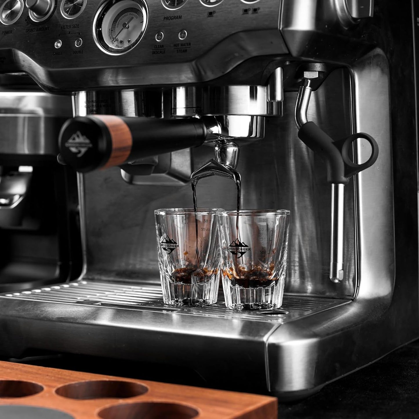 54mm Espresso Double Spouts Portafilter with 3 Ear | Stainless Steel Basket and Black Aluminum Alloy Handle | Fits 54mm Breville/Sage Barista Espresso Machine | Espresso Accessories