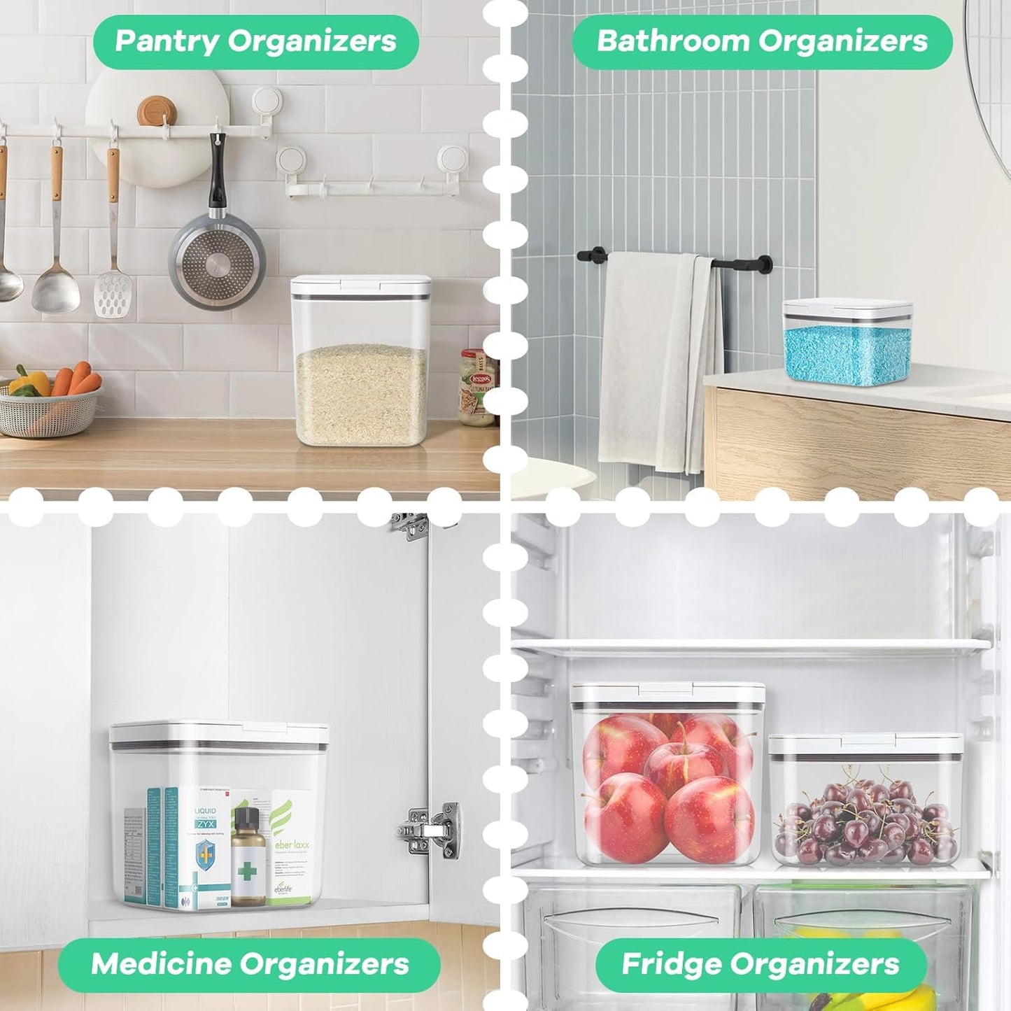 2 Pack Flour and Sugar Storage Containers with One-Press Flip-up Lid, 2.1Qt + 4.75 Qt Food Storage Container for Rice, Nuts, Snack, Dog Treat, Laundry Room, Kitchen Organization