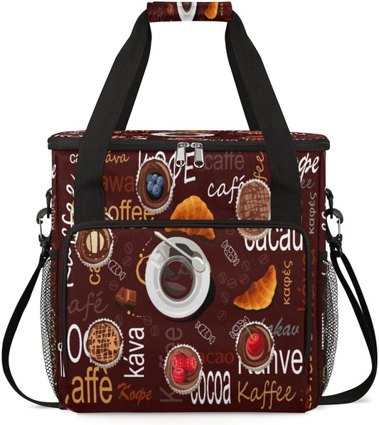 Brown Coffee Coffee Maker Carring Bag Cocoa Kaffee Travel Carrying Storage Tote Bag Compatible with Keurig K-Mini or K-Mini Plus Portable Single Serve Coffee Brewer Case with Pockets for K-cup Pods
