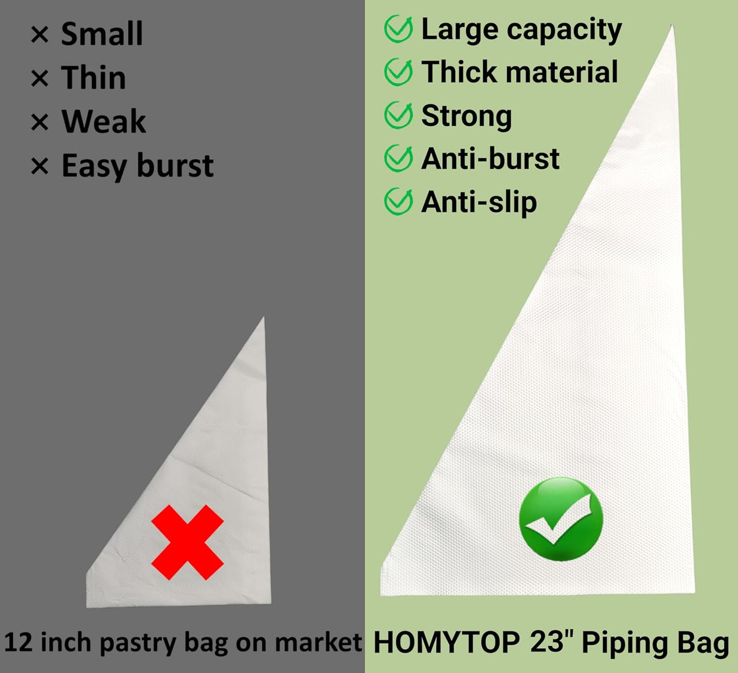 XXL 23 Inch Extra Large Piping Bags 100 Pack - Disposable Pastry Bags - Thick Anti-Burst Pastry Icing Frosting Piping Bags For Decorating Cupcakes Cakes Cookies (Extra Large 23 Inch-100 Pack)