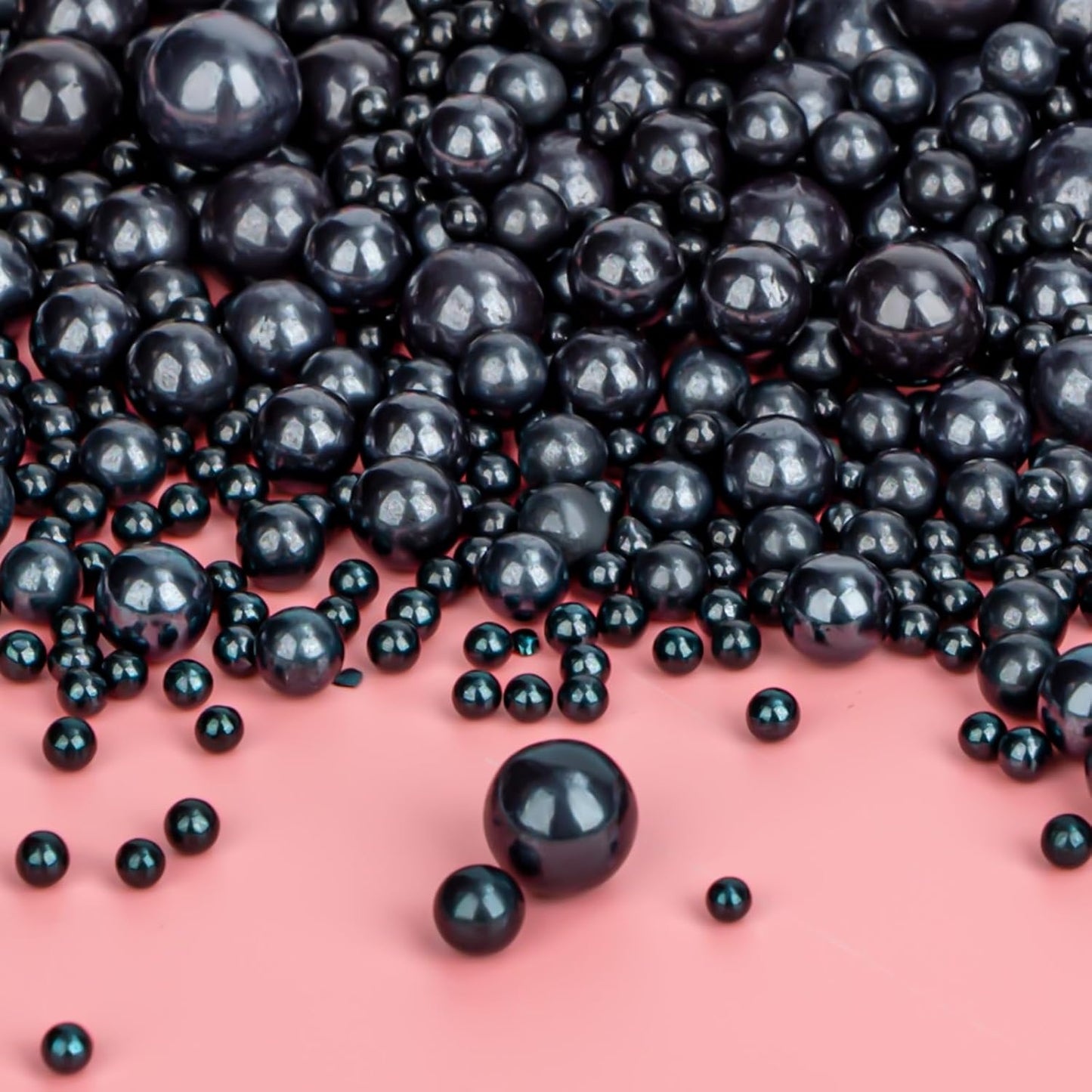 Twisweet Black Pearl Sprinkles for Cake Decorating, Edible Sugar Pearls for Baking, Mix Size, Cake Topper Cupcake Cookie Ice Cream Dessert Decorations, Halloween Birthday Christmas Supplies (130g/4.58oz)