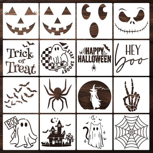 Halloween Stencils for Door Mats 8” Ghost Face Stencil Boo Trick or Treat Stencils for Painting on Wood Pumpkin Doormats T-Shirts