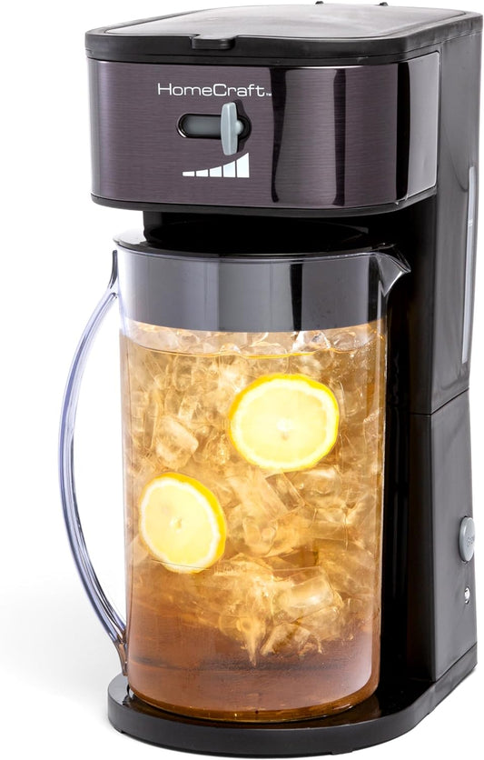 Homecraft 3-Quart Iced Coffee and Tea Maker with Filter Basket, Flavor Enhancer, Adjustable Brew Strength, Black