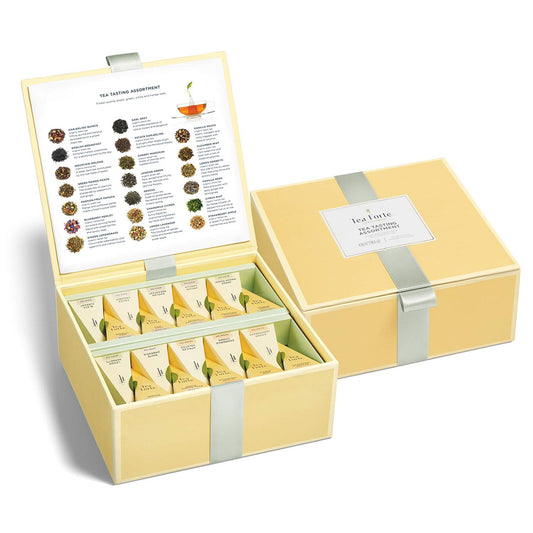 Tea Forte Tea Tasting Assortment Premium Tea Chest Gift Sampler, 40 Count, 2 of each Variety Blend Individually Wrapped Handcrafted Pyramid Infuser Bags
