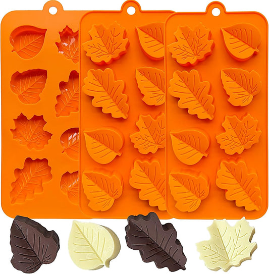 3Pack Fall Chocolate Mold.Maple Leaf Silicone Candy Mold Thanksgiving Ice Cube Molds Autumn Theme Thanksging Baking Molds for Jello Soap Candle Cake Cupcake Decoraion