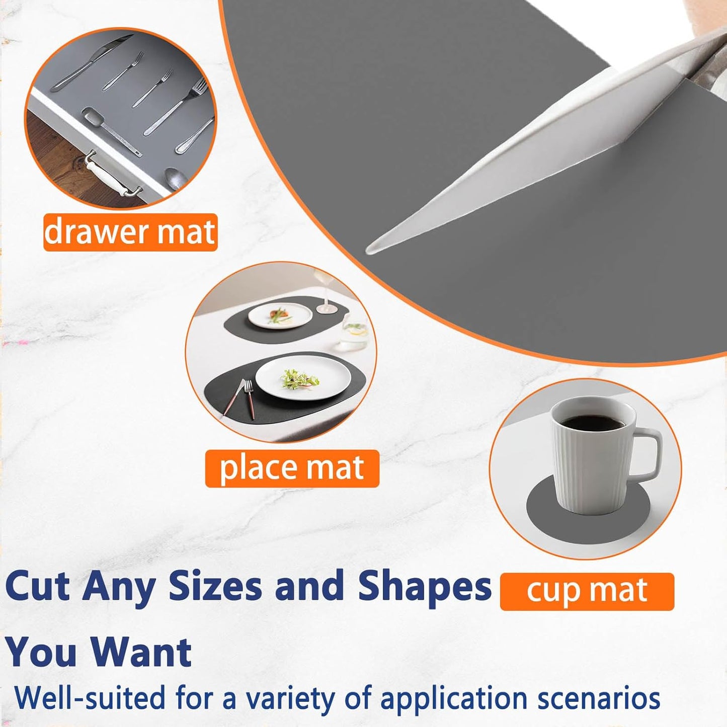 Large Silicone Placemat, 78.7''x15.7''(200cmx40cm) Extra Large Countertop Protector Mat, Heat Resistant Mat for Countertop with Non-Slip, Silicone Mats for Kitchen Counter/Crafts, Semitransparent