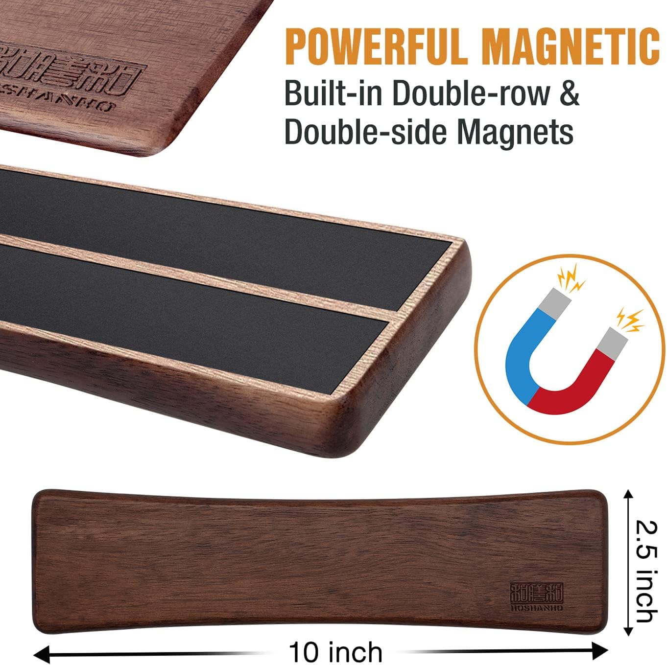 HOSHANHO Magnetic Knife Holder for Wall | Knife Magnetic Strip16 Inch | Knife Holder with Powerful Magnetic | Acacia Wooden Magnetic Knife Strip for Kitchen Knives and Storaging Magnetic Items