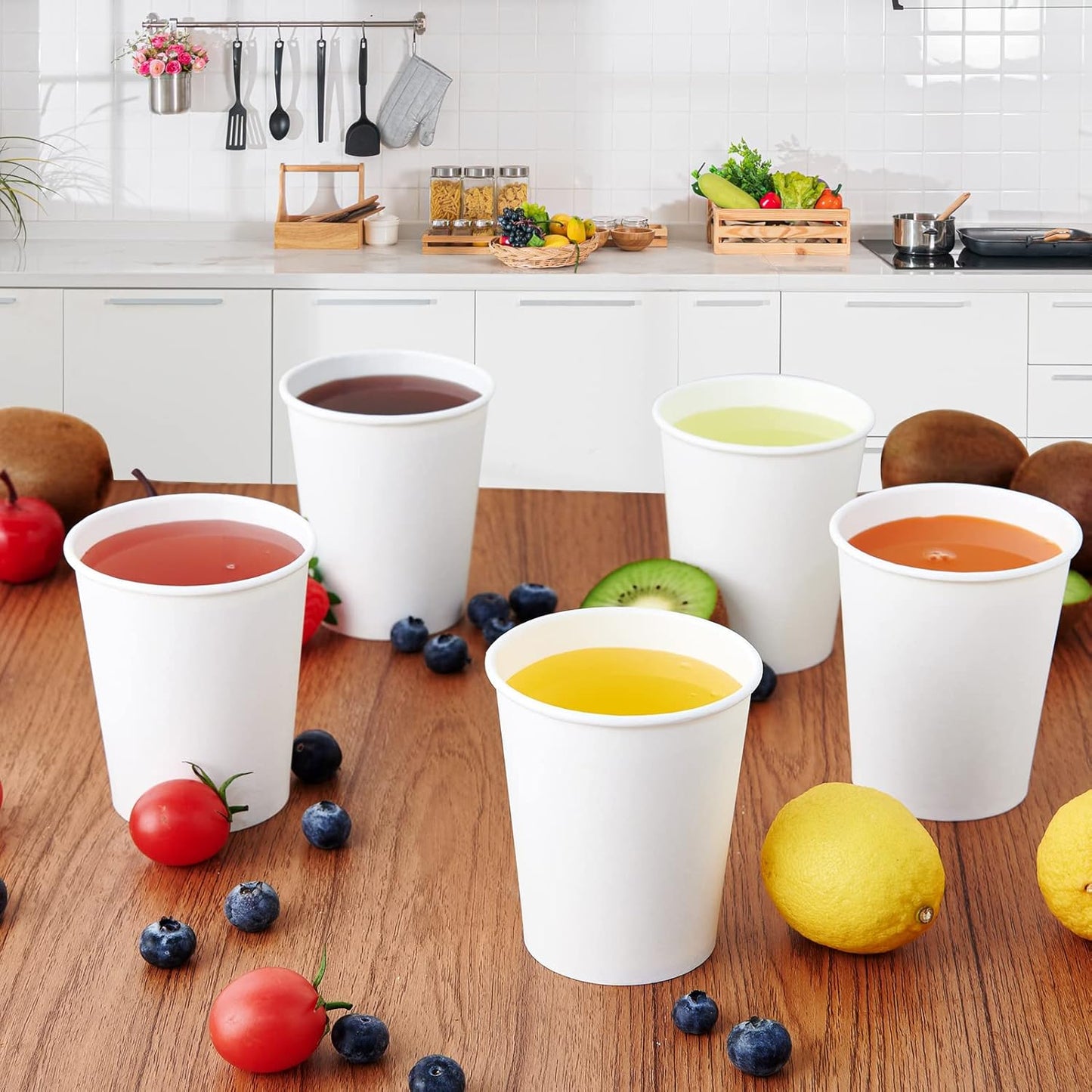 Turbo Bee 300Pack 8oz Paper Cups,Disposable Coffee Cup， White Paper Water Cups,Hot/Cold Beverage Drinking Cup for Party,Travel and Event