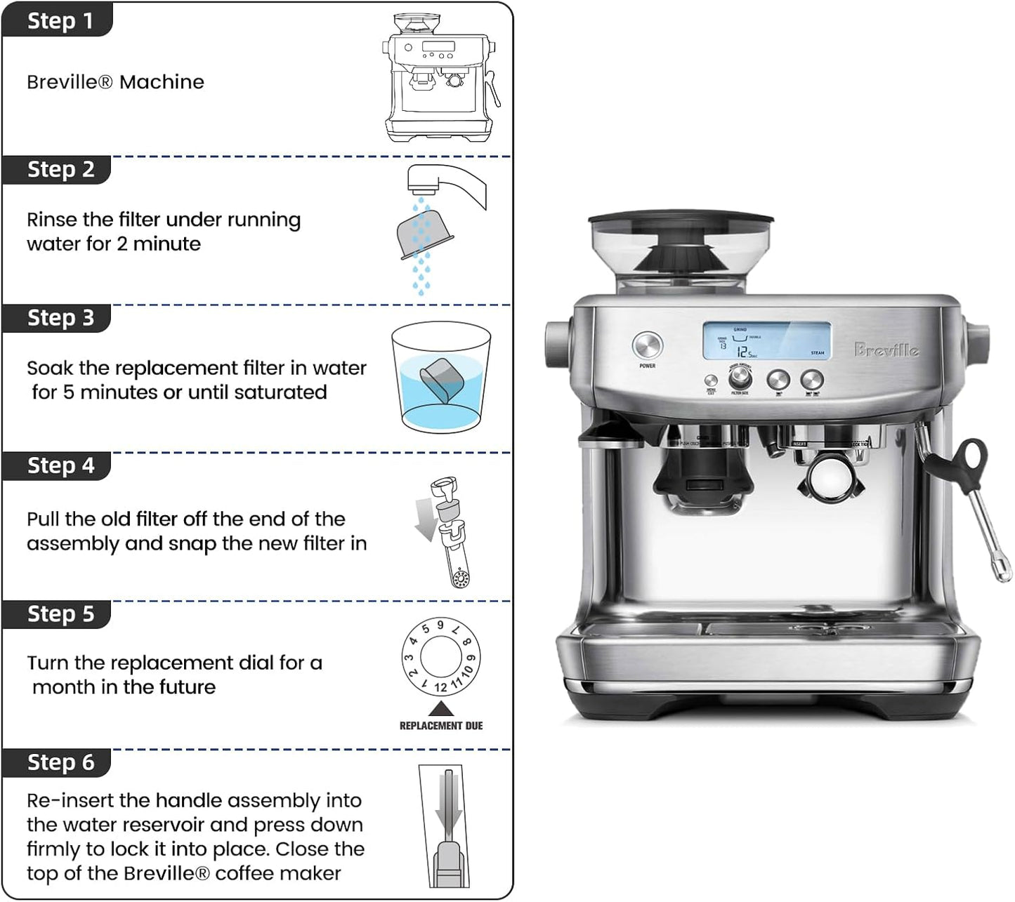 12-Pack Charcoal Water Filters Compatible with Breville BWF100 Machines, Breville Espresso Machine Water Filter Replacement