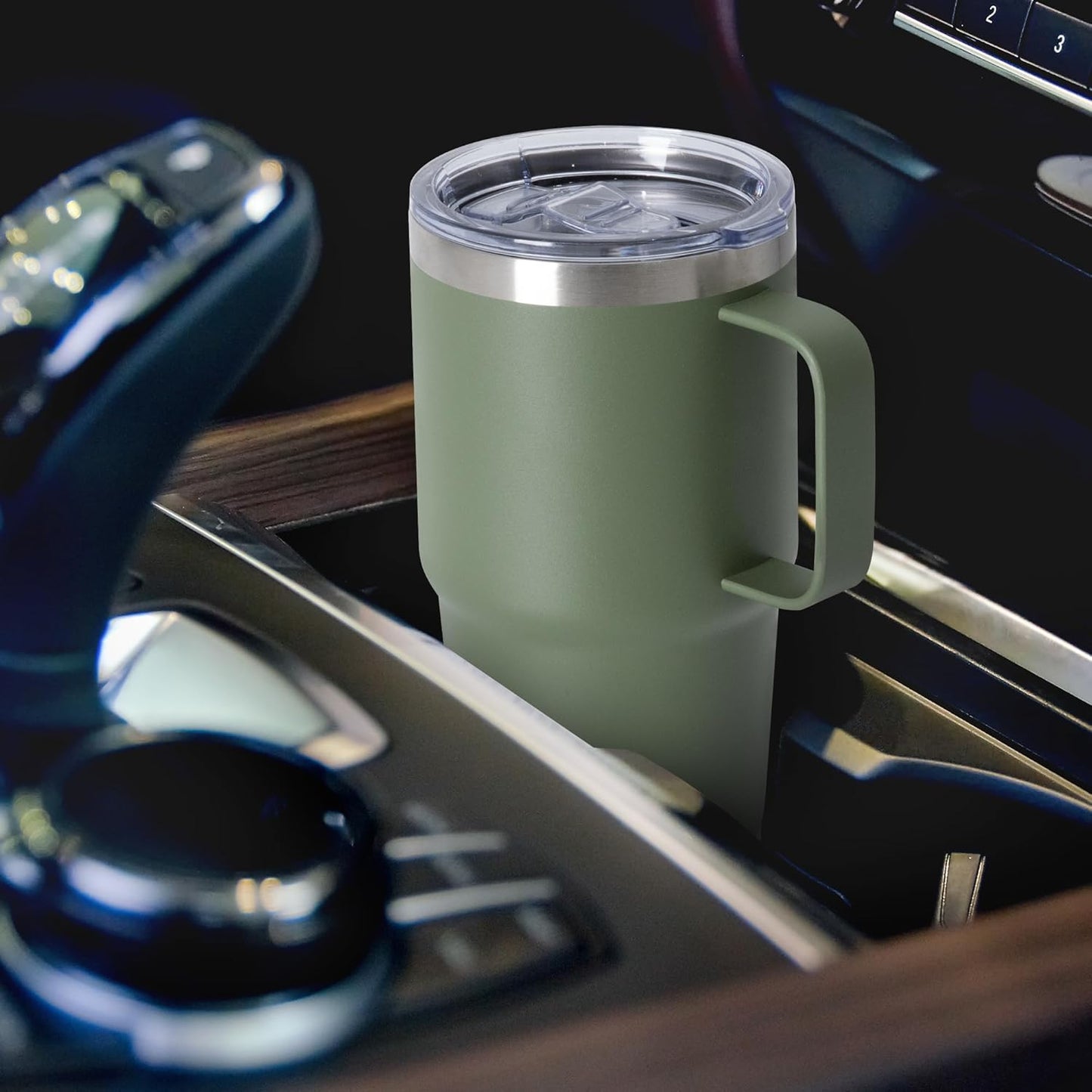 HASLE OUTFITTERS 20oz Tumbler Bulk with Lid, Stainless Steel Tumbler Bulk with Handle, Metal Insulated Travel Coffee Mug Set with Handle, Double Wall Vacuum Leak Proof Tumbler Cup, Amy Green 12 Pack