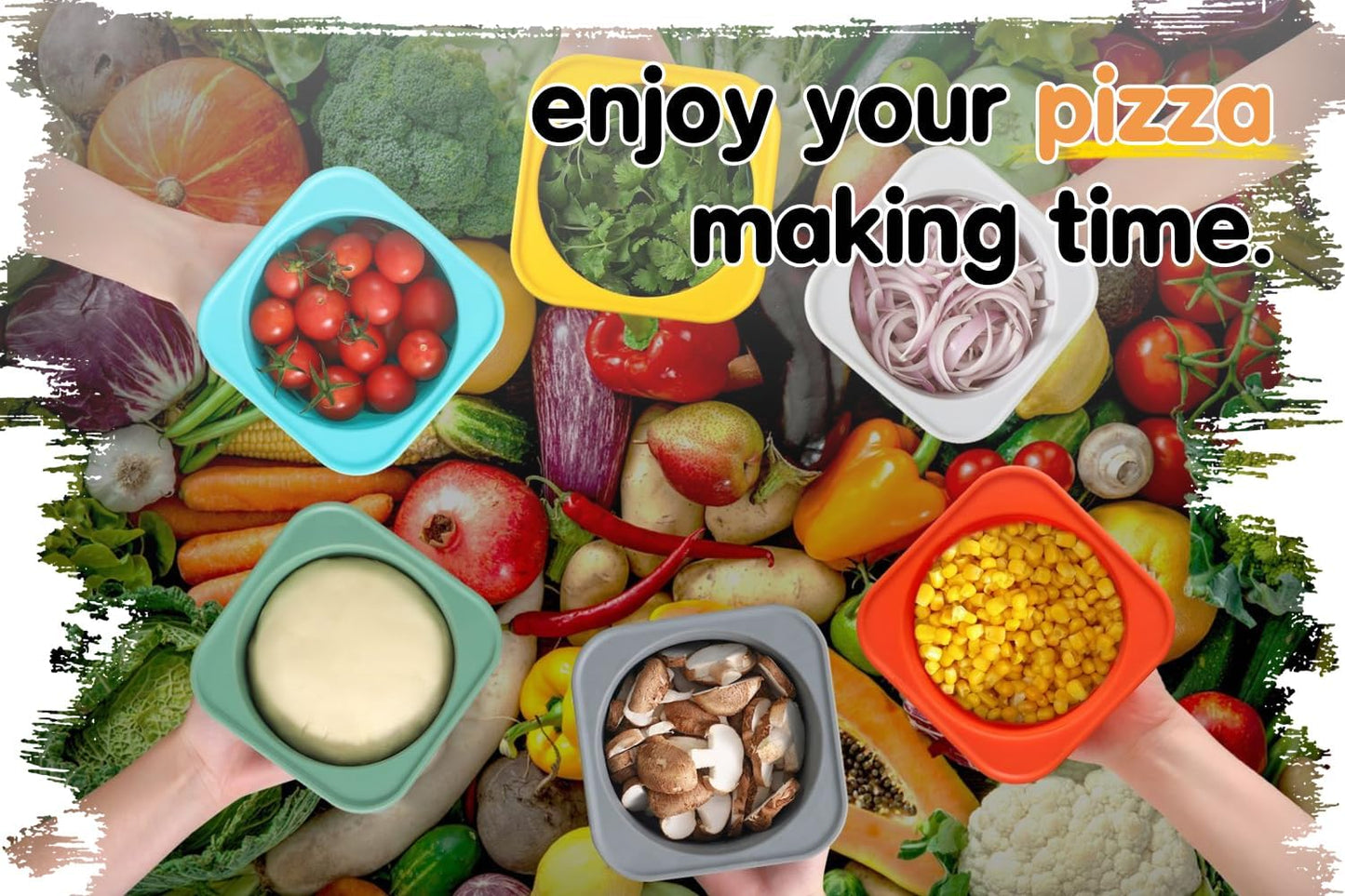 Stackable Silicone Artisan Pizza Dough Proofing Proving Trays with Air-tight Lids-4pack-500ml Volume for 250g Dough Ball (Green)