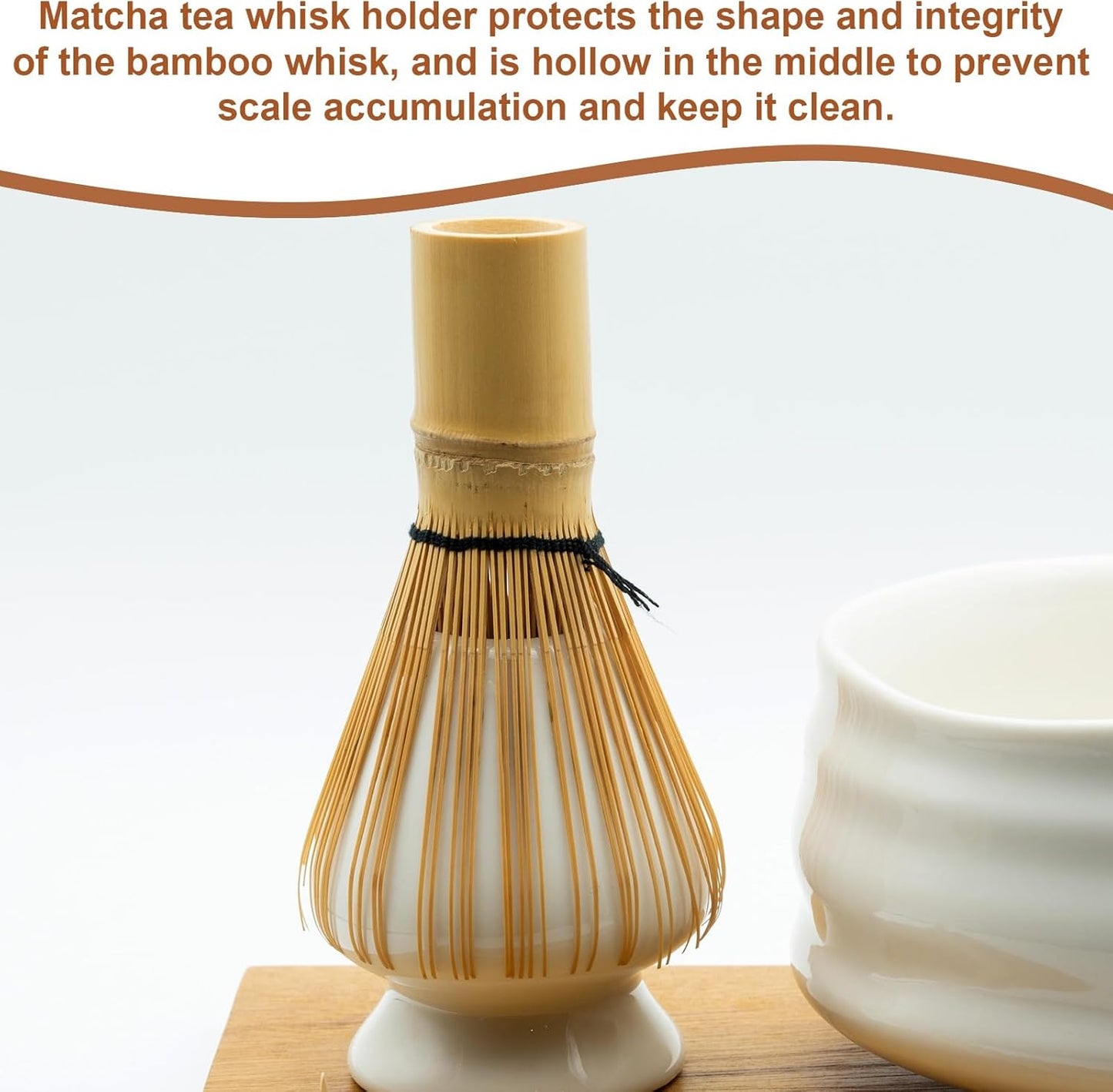 HARFINGTON Ceramic Chasen Stand 70mm Matcha Whisk Holder Teas Set Whisks Stand Traditional Matcha Tea Chasen Holder Tea Set Accessories for Tea Tasting, Black