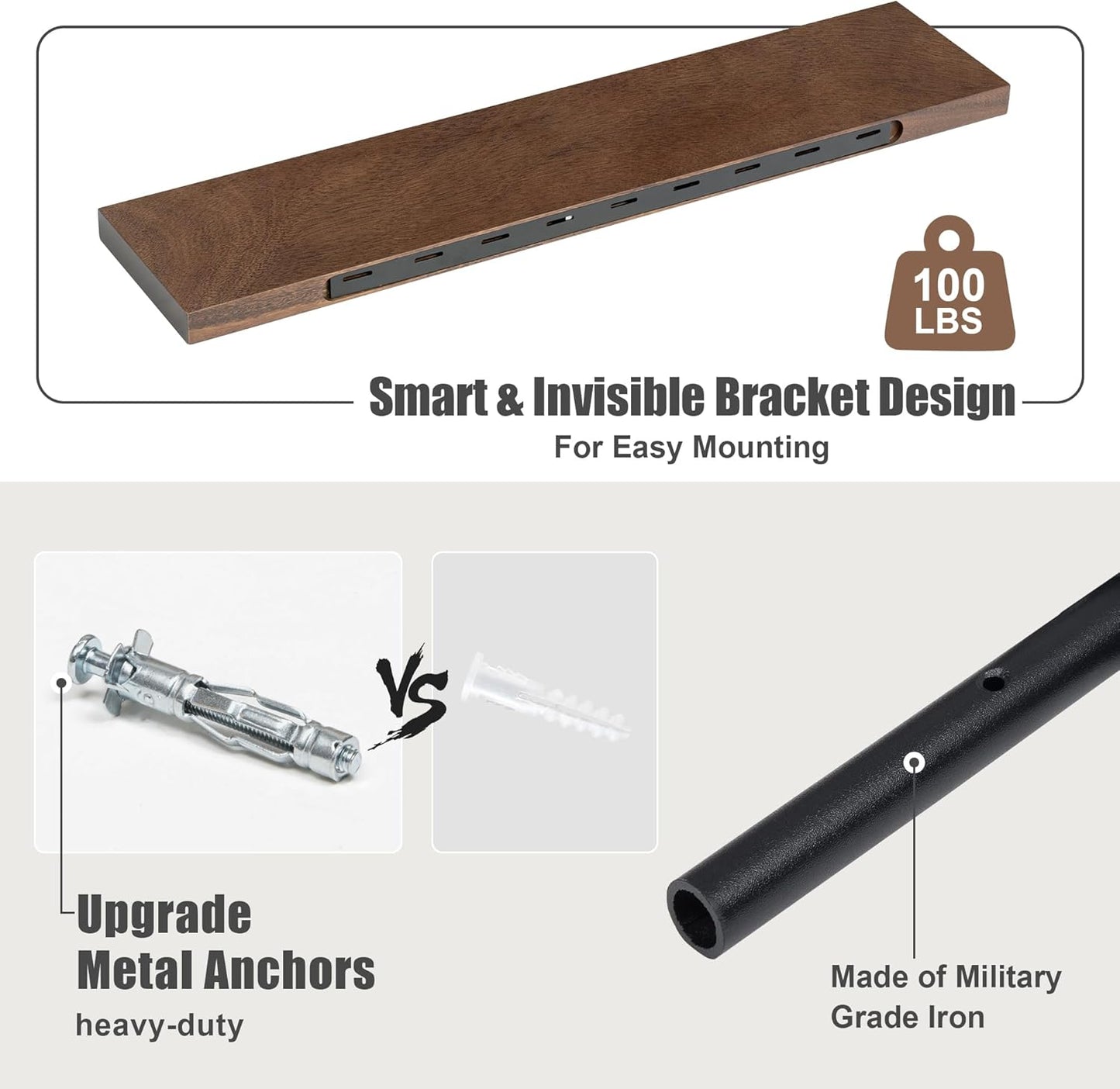 Floating Shelves for Wall, USA-Sourced Walnut Wood 36 Inch Long Wall Shelves Set of 2, Natural Wooden Wall Mounted Picture Ledge Shelf, Nursery Book Storage Shelf Kids Bookshelf, Display Shelf