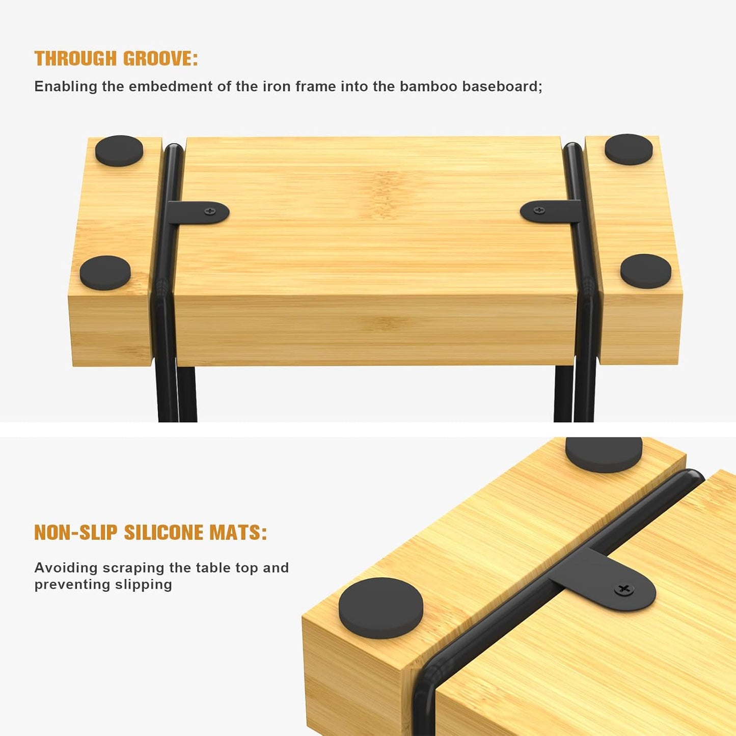 Napkin Holder for Table, Bamboo Iron Standing Napkin Dispenser for Kitchen Dining Table Farmhouse Cocktail Picnic Rustic Wood Holders for Mail Bills Suitable for All Dining Room Decors Black & Yellow