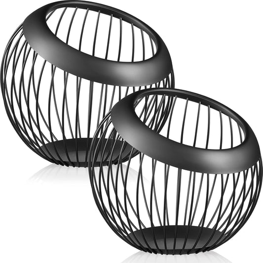 2 Pieces Coffee Pods Holder Large Capacity Coffee Pod Baskets Stainless Steel Cup Organizer Sturdy for Espresso Capsule Pot Storage Metal Wire Fruit Bowl Snack Storage(Black)