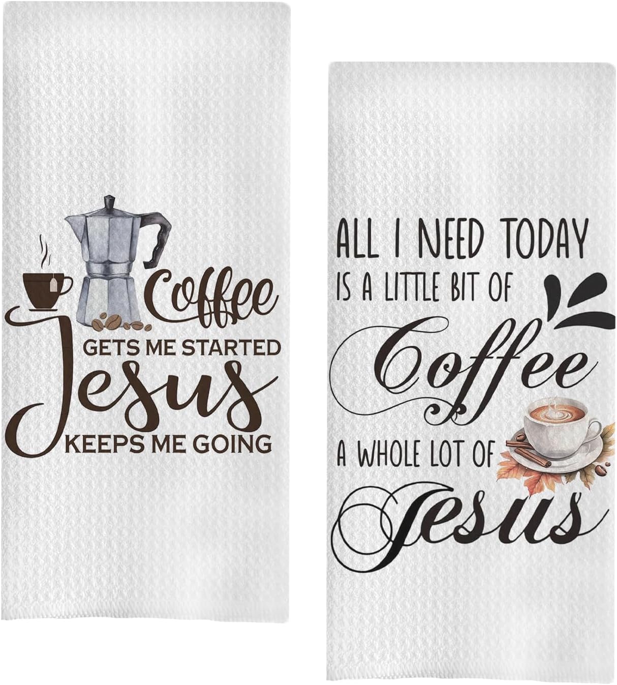 Christian Coffee Kitchen Towels, Decor, Bar Gifts, Dish Towels, 16x24 Inches Set of 2